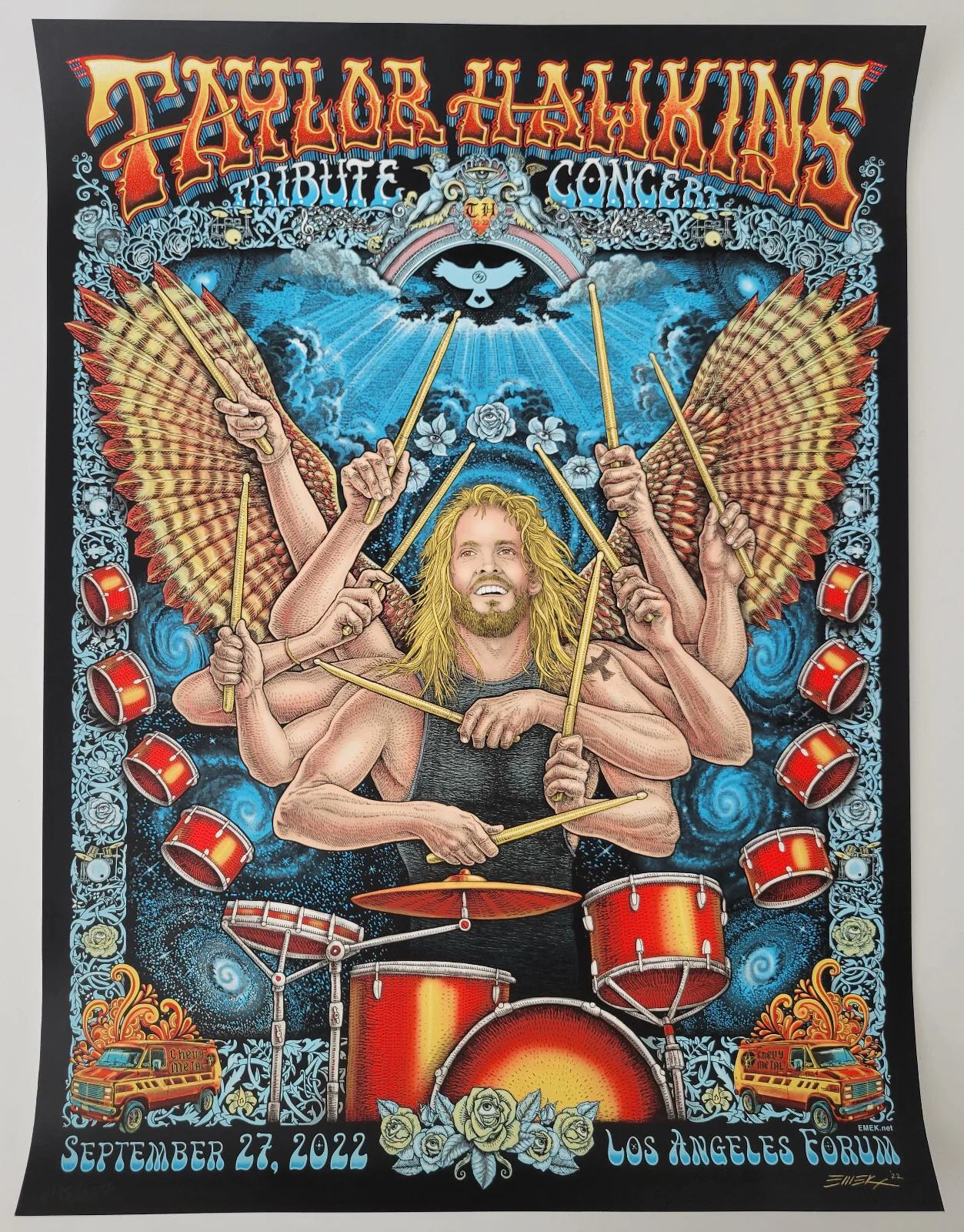 Emek Golan — Taylor Hawkins Los Angeles Forum Tribute Concert Poster #995/1350 Foo Fighters