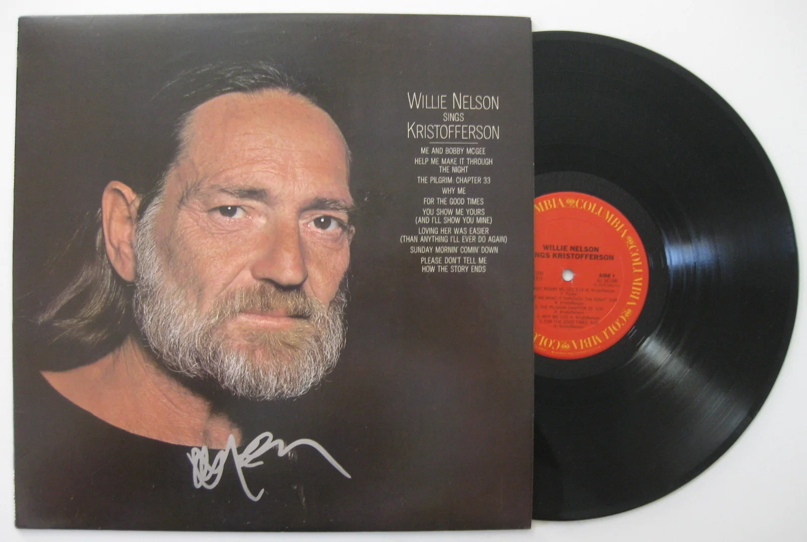 Willie Nelson autographed Sings album vinyl record exact Proof Beckett COA, image 3
