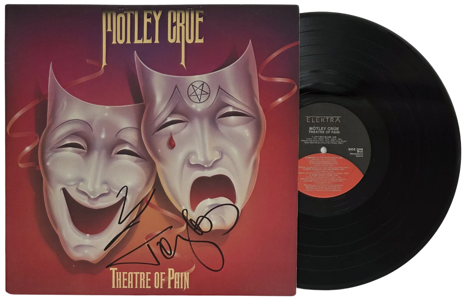 Vince Neil Tommy Lee Signed Motley Crue Theatre of Pain Album COA Proof Vinyl, изображение 2