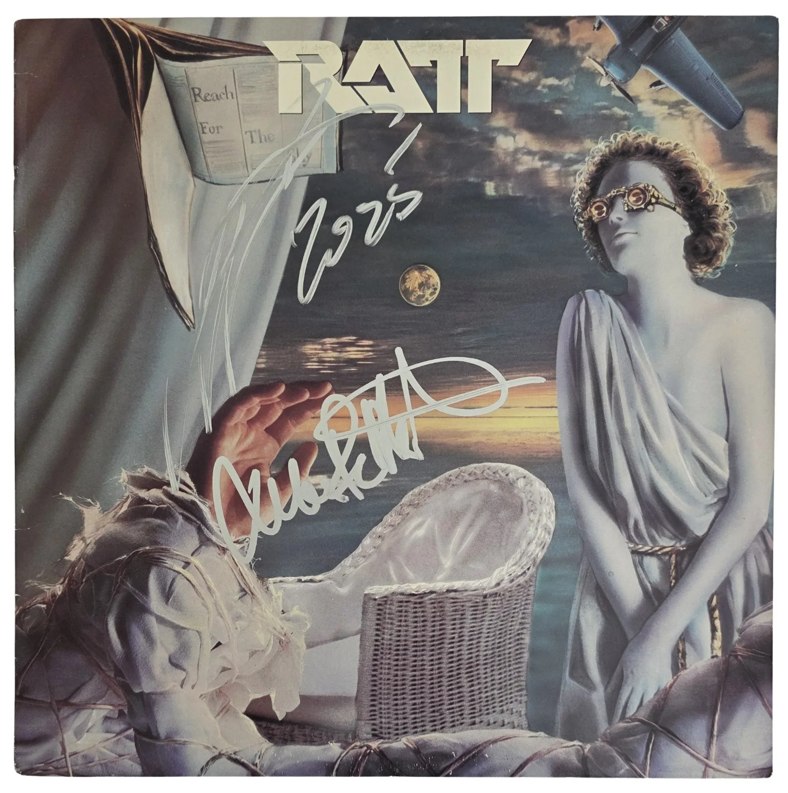 Stephen Pearcy Warren DeMartini Signed Ratt Reach For The Sky Album Proof Vinyl, изображение 3
