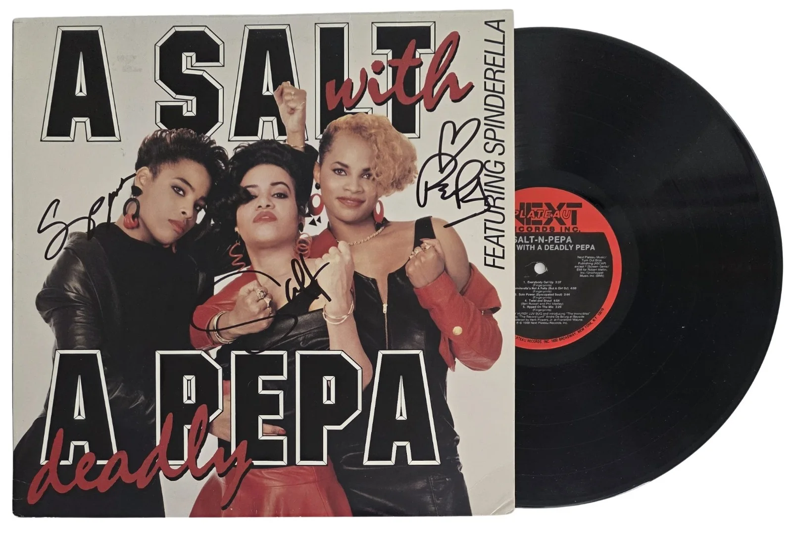 Salt-N-Pepa Signed Deadly Album COA Exact Proof Autographed Vinyl Record, изображение 2