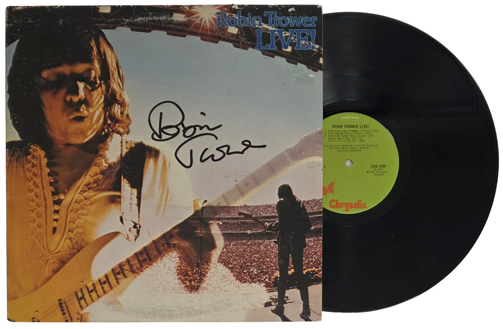 Robin Trower Signed Live Album COA Exact Proof Autographed Vinyl Record, image 2
