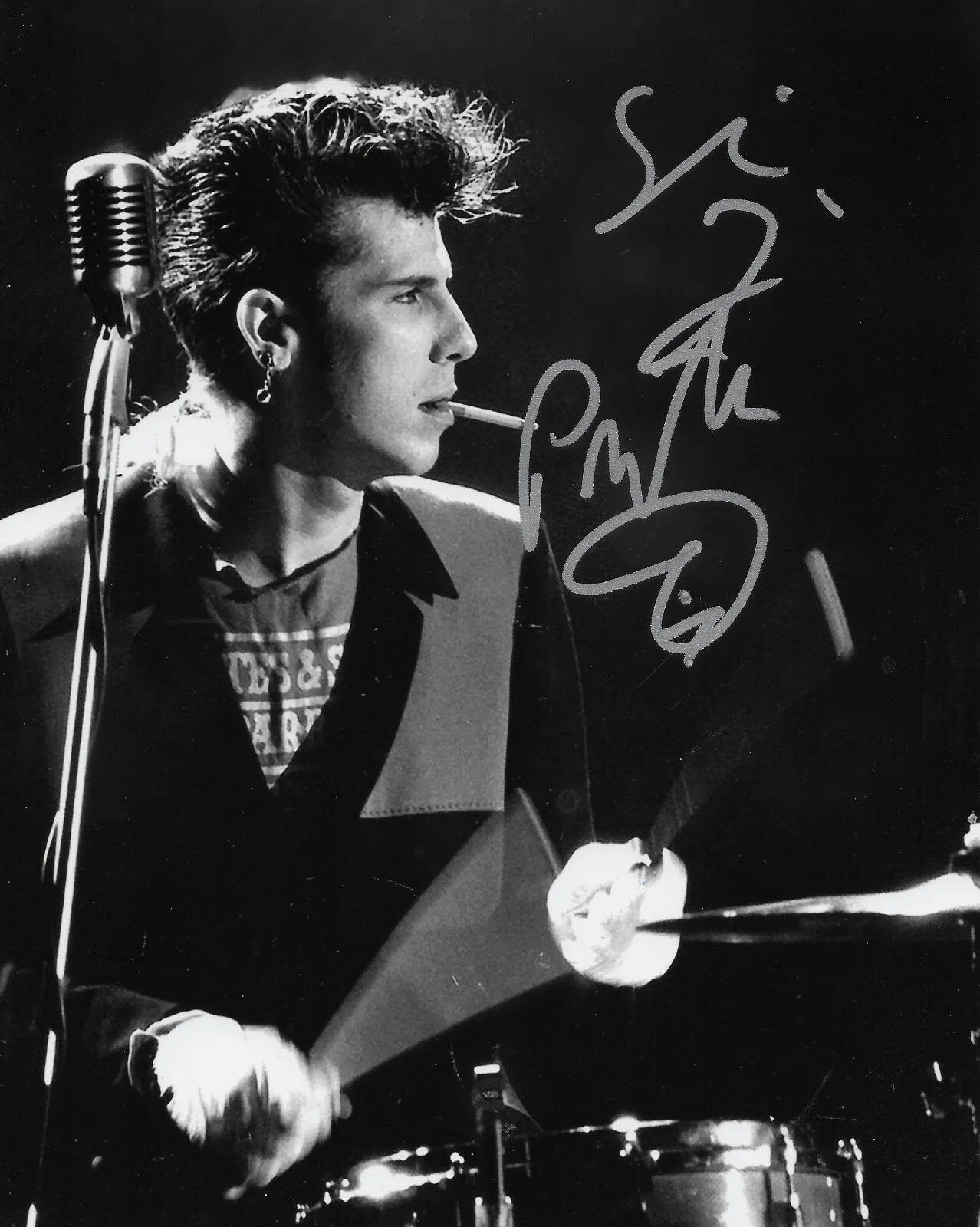 Slim Jim Phantom Signed 8x10 Photo Proof COA Autographed Stray Cats Drummer., изображение 2