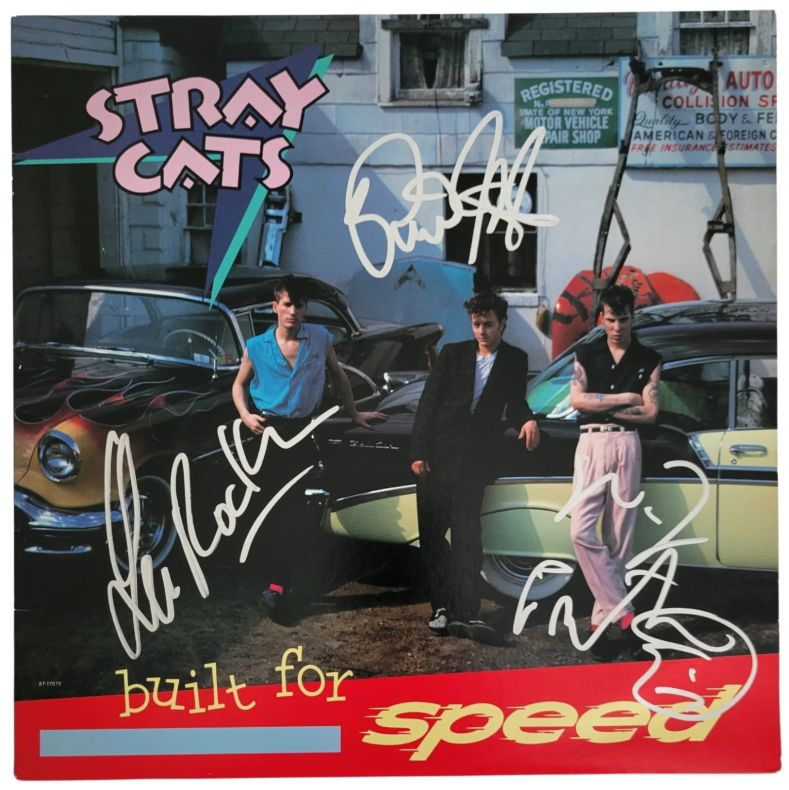 Setzer Rocker Slim Jim Signed Stray Cats Built for Speed Album Proof COA Vinyl, image 2