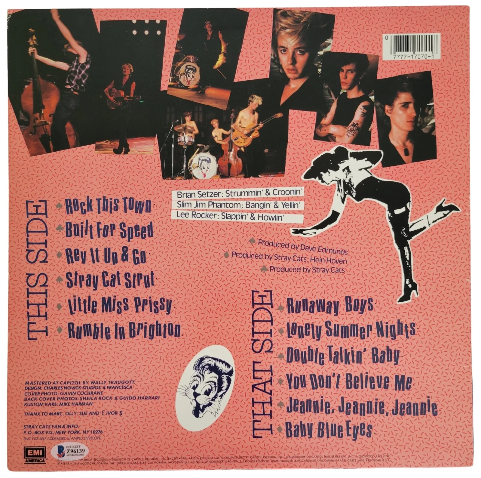 Setzer Rocker Slim Jim Signed Stray Cats Built for Speed Album Proof COA Vinyl, image 4