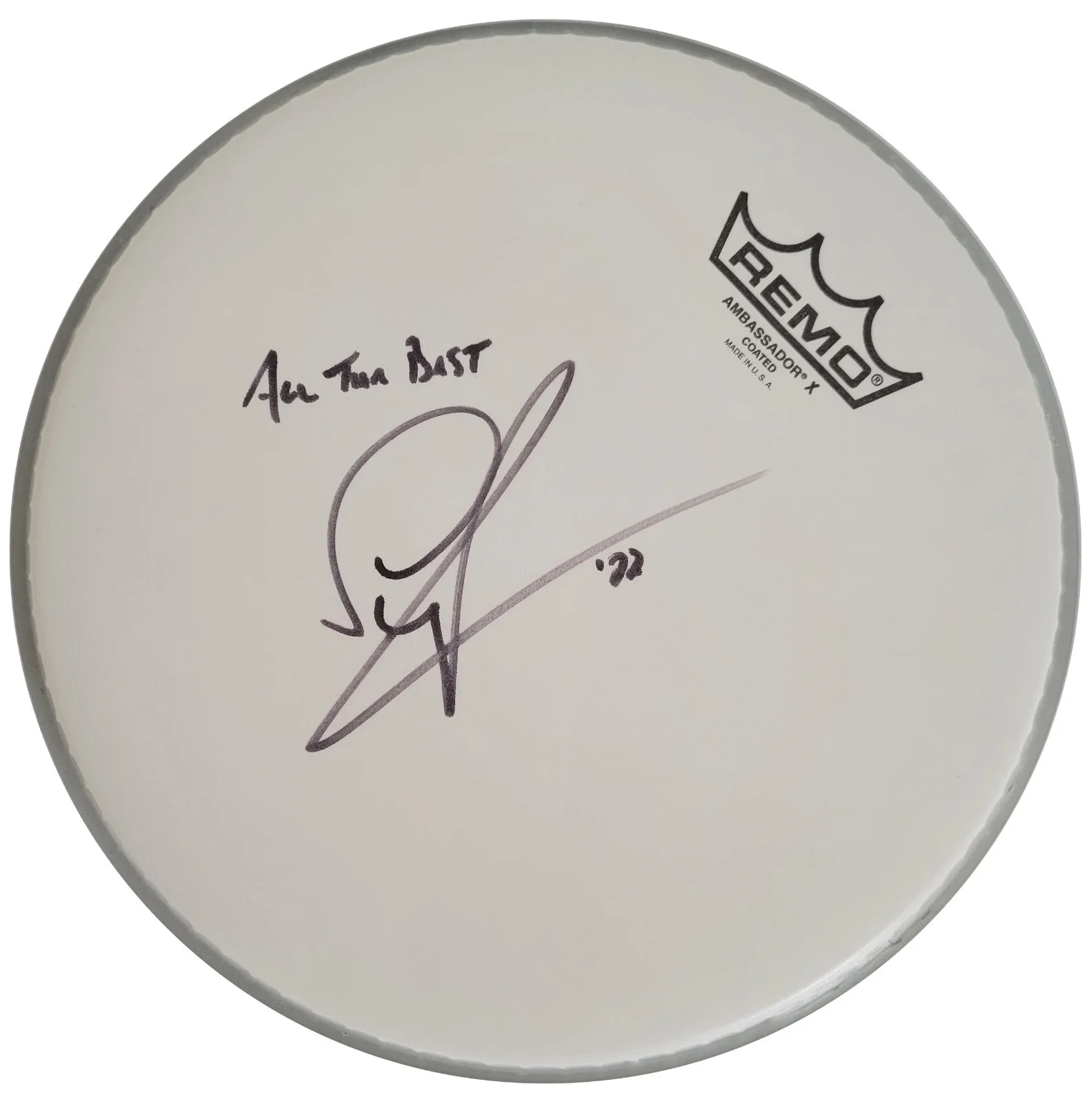Simon Phillips Judas Priest drummer signed Drumhead COA exact proof autographed, image 2