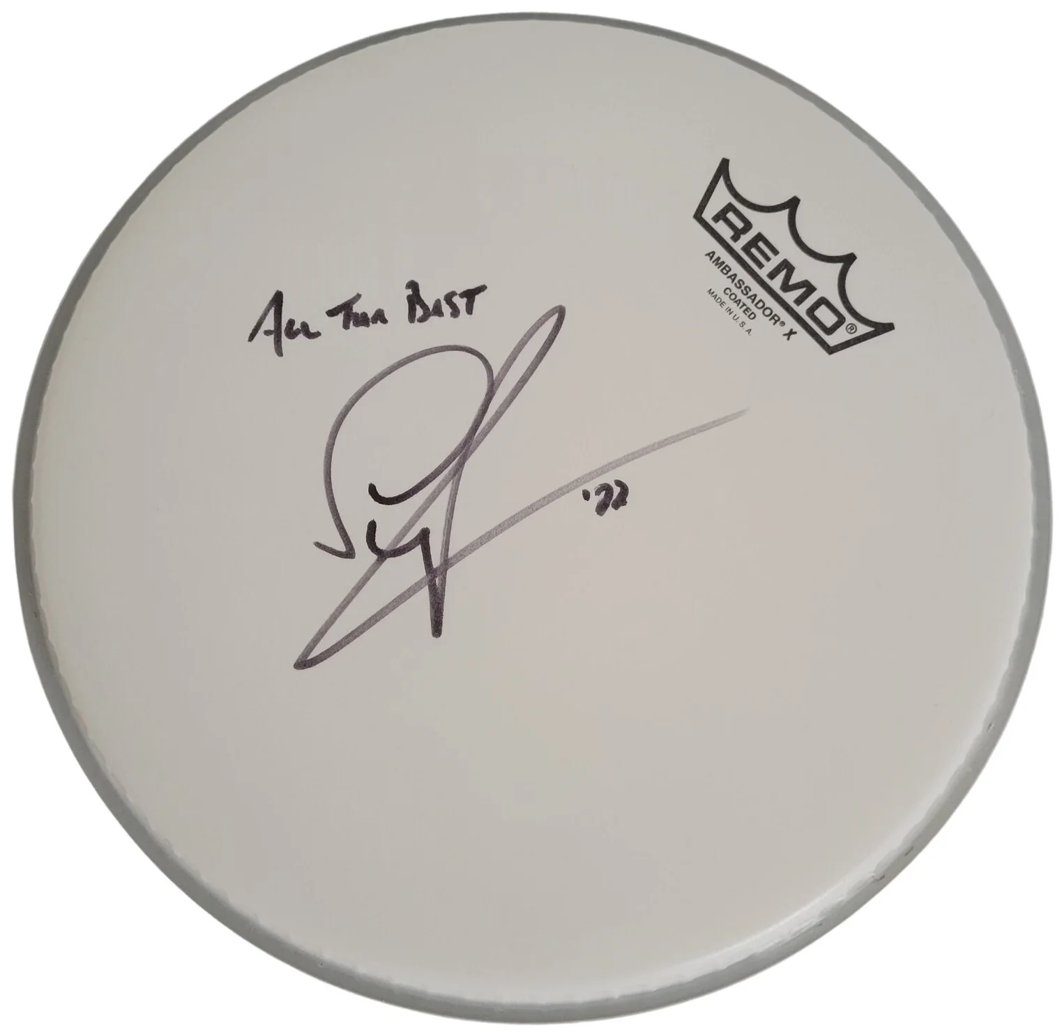 Simon Phillips Judas Priest drummer signed Drumhead COA exact proof autographed, image 3