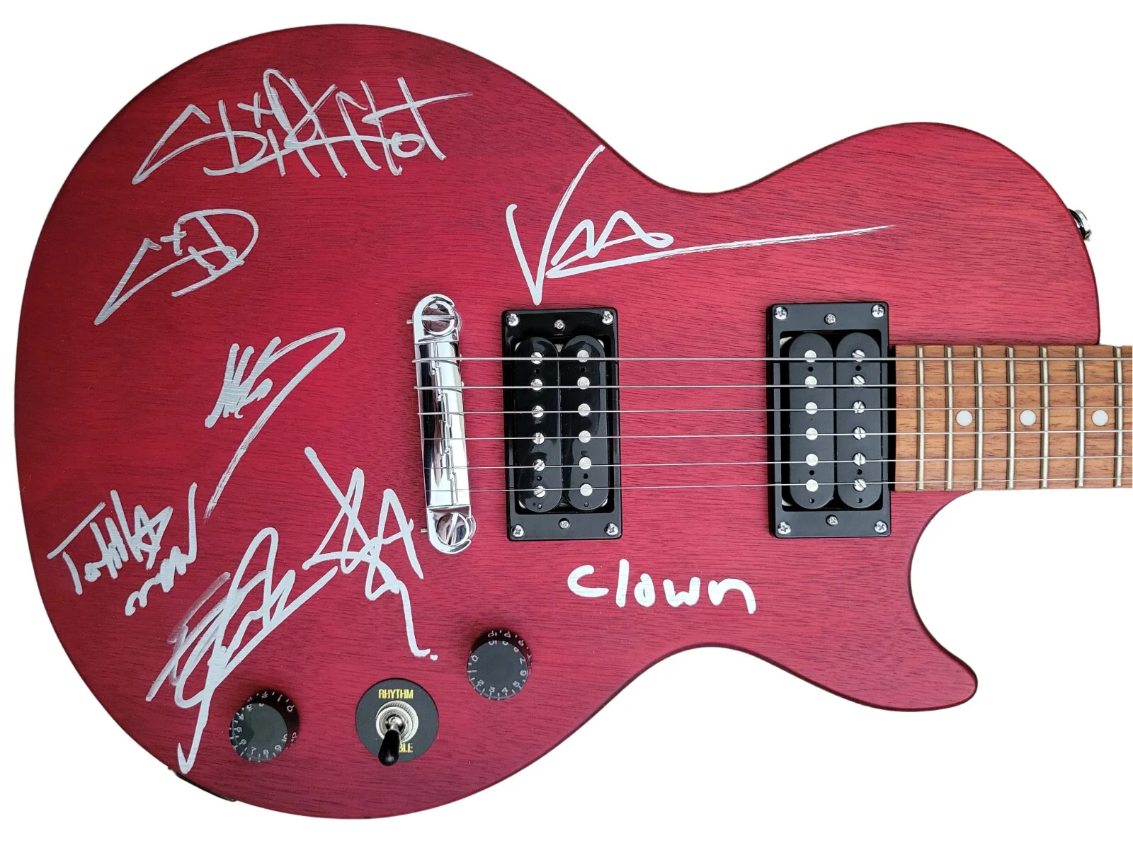Slipknot Metal Band Signed Les Paul Guitar,Clown,Wilson,Root,Mick COA Proof Auto, image 3