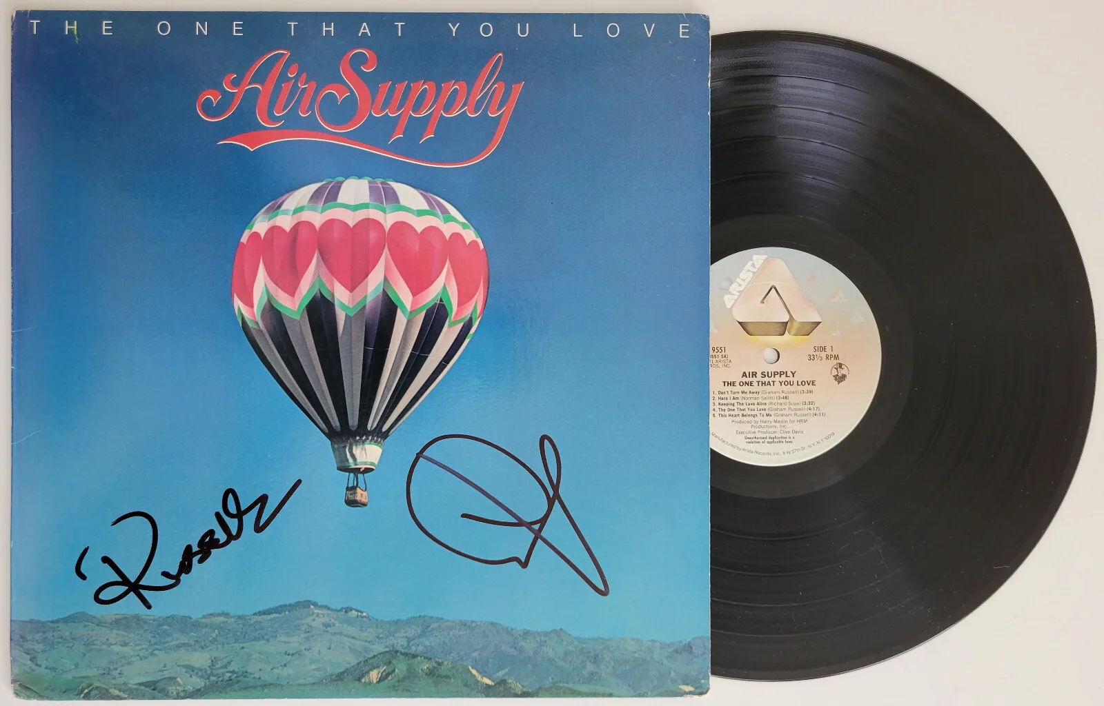 Russell Hitchcock Graham Russell signed The One That You Love album COA proof, изображение 2
