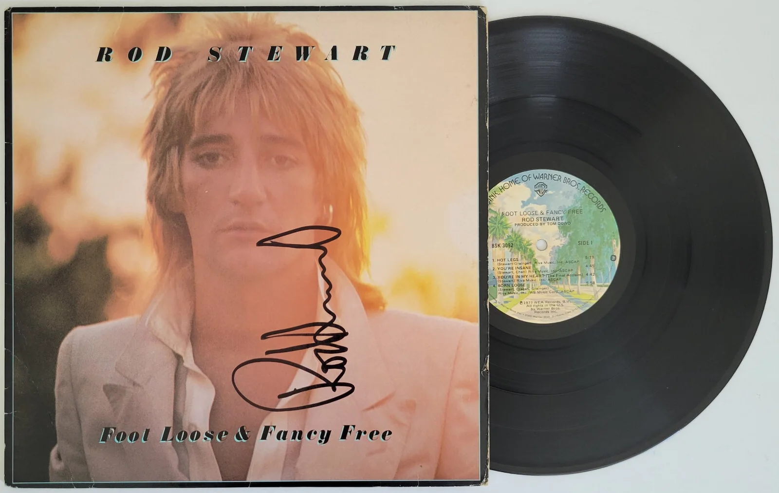 Rod Stewart signed Foot Loose & Fancy Free album vinyl record COA proof auto, изображение 2