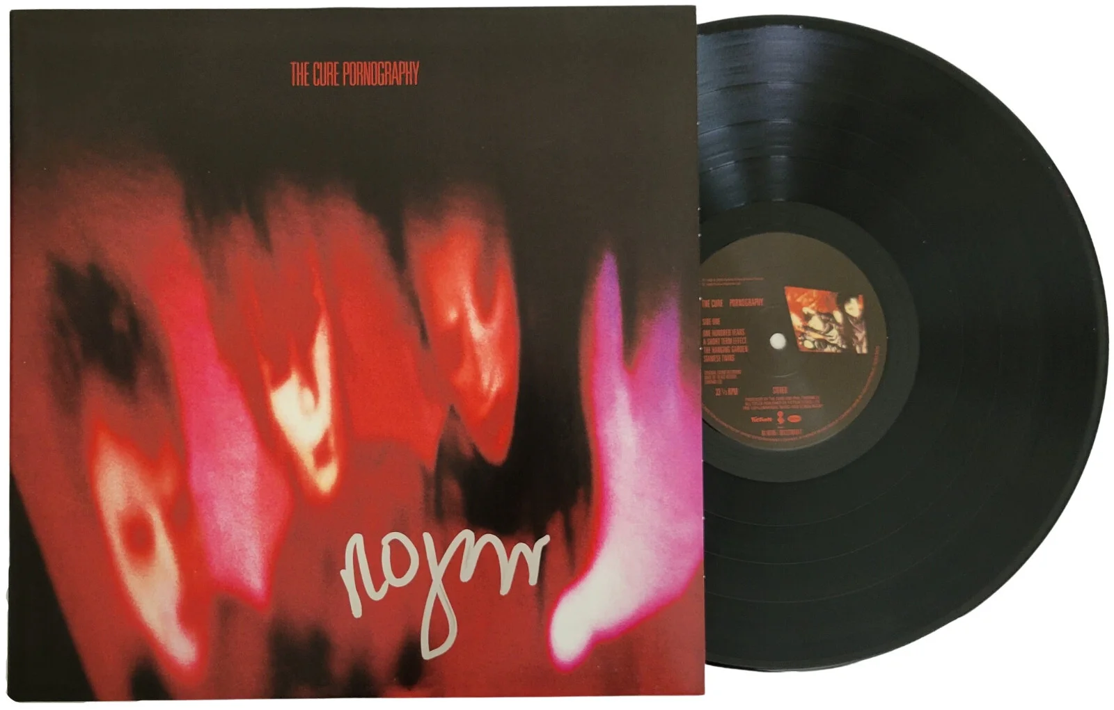 Robert Smith signed The Cure Pornography album, vinyl Record COA exact proof, image 2