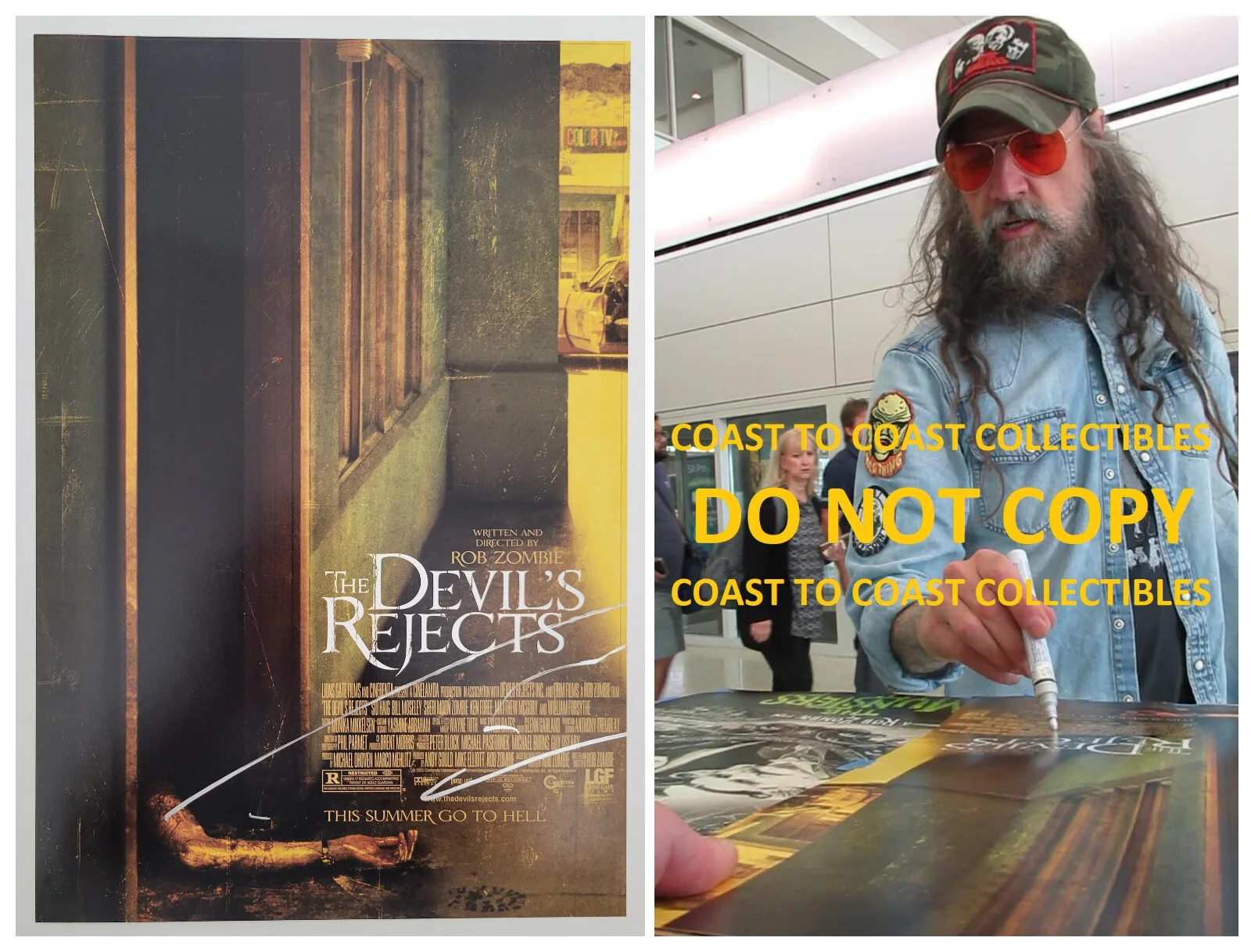 Rob Zombie — Rob Zombie signed The Devils Rejects 12x18 movie poster photo COA exact Proof