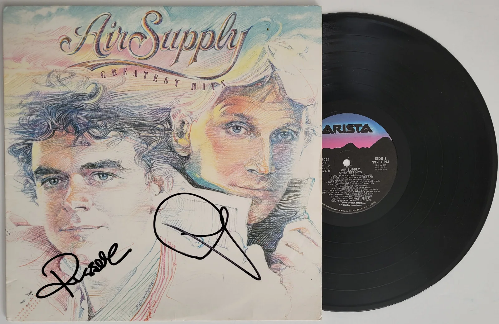 Russell Hitchcock Graham Russell signed Air Supply Greatest Hit album COA proof, изображение 2