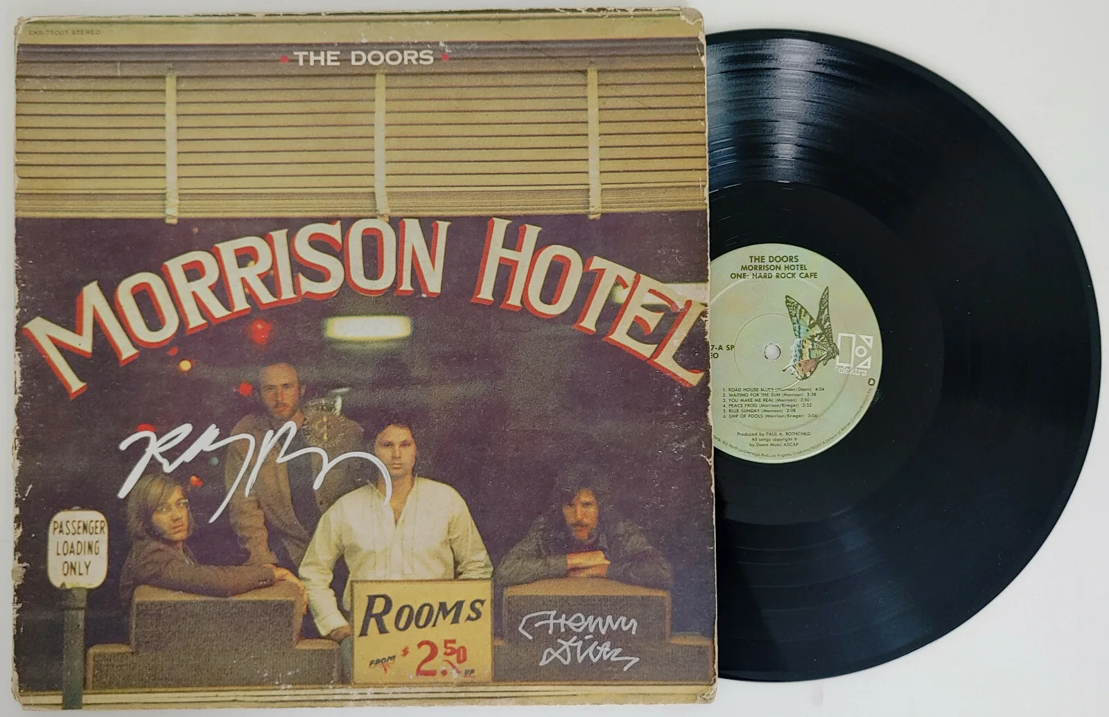 Robby Krieger Henry Diltz signed The Doors Morrison Hotel album proof Beckett, изображение 2