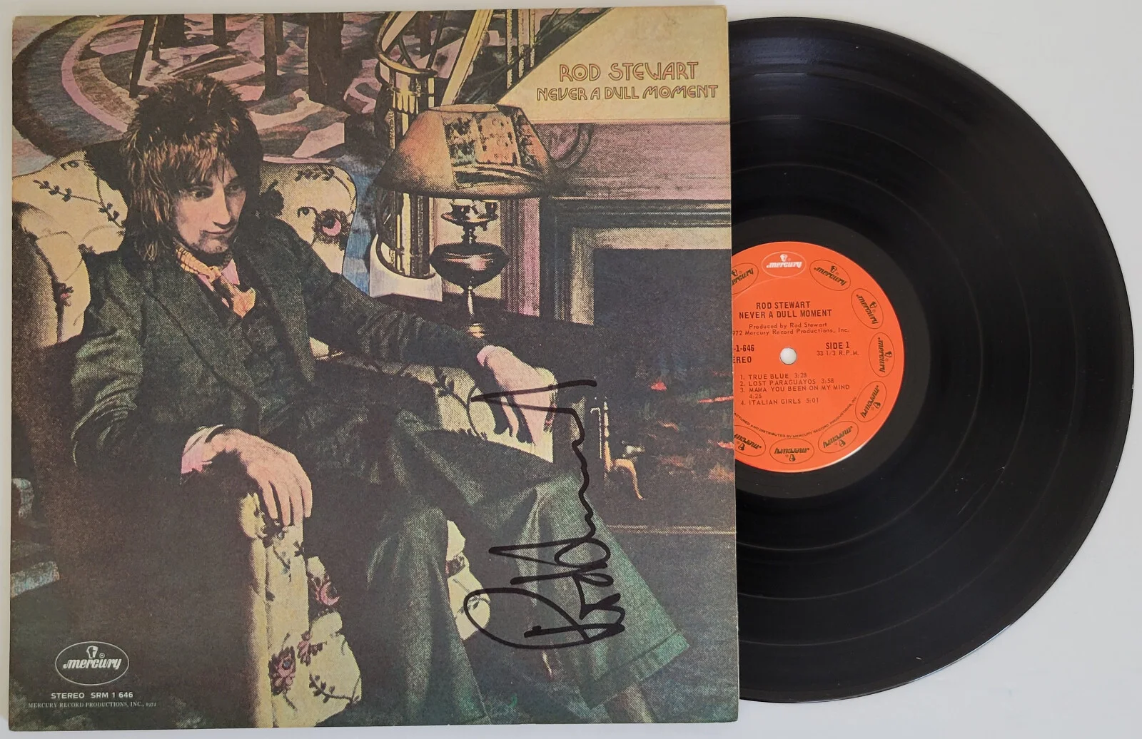 Rod Stewart signed Never a Dull Moment album vinyl record COA exact proof, изображение 2