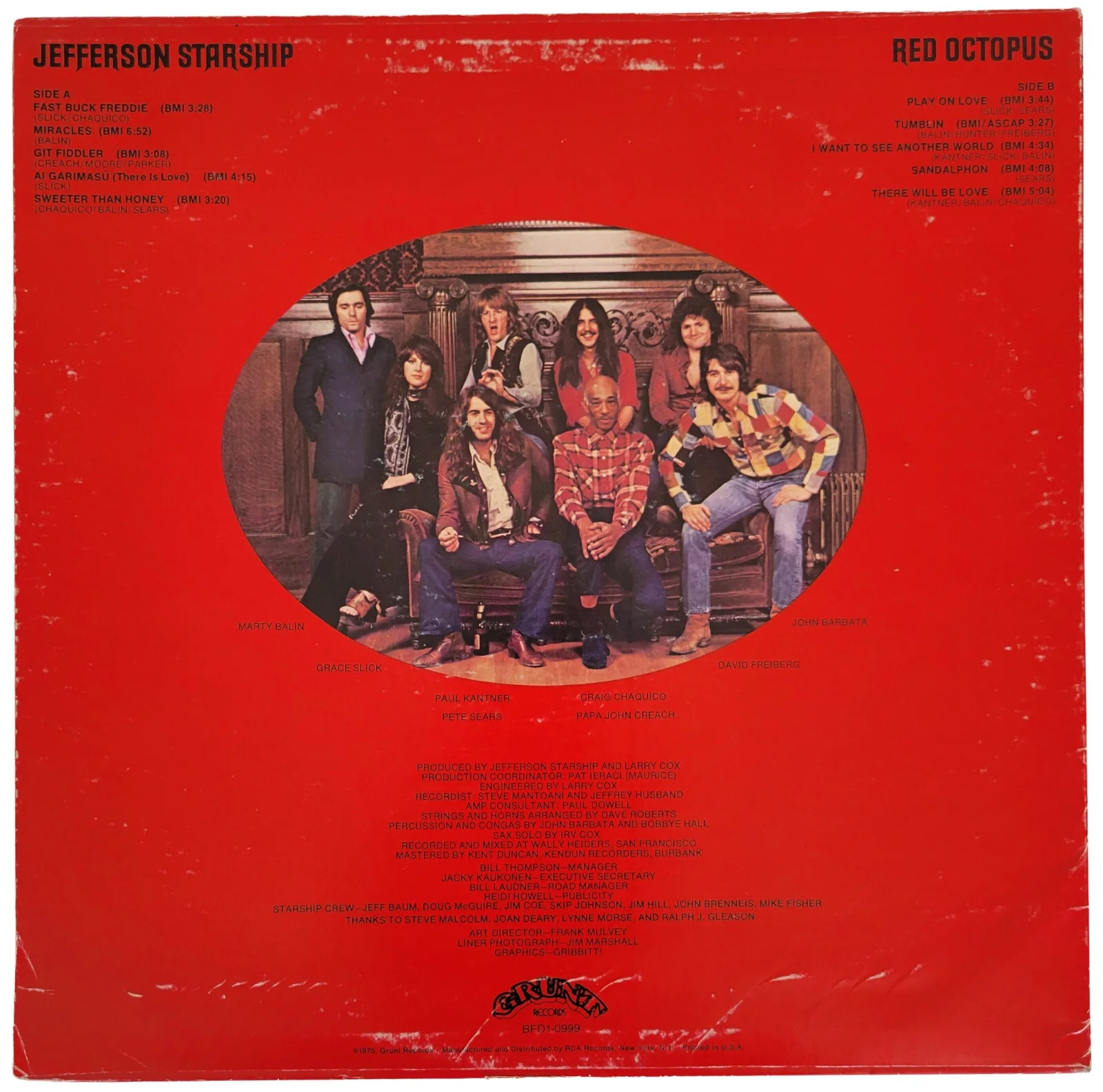 Pete Sears Signed Jefferson Starship Red Octopus Album Vinyl COA Proof auto, изображение 4