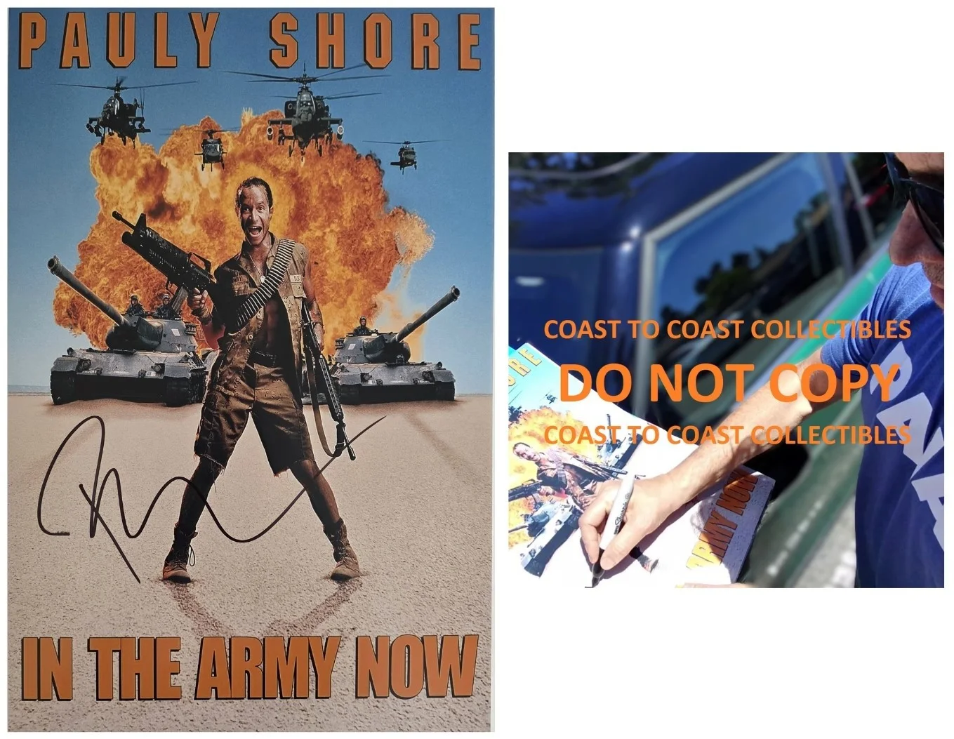 Pauly Shore — Pauly Shore Signed In the Army Now 12x18 Photo COA Proof Autographed Poster