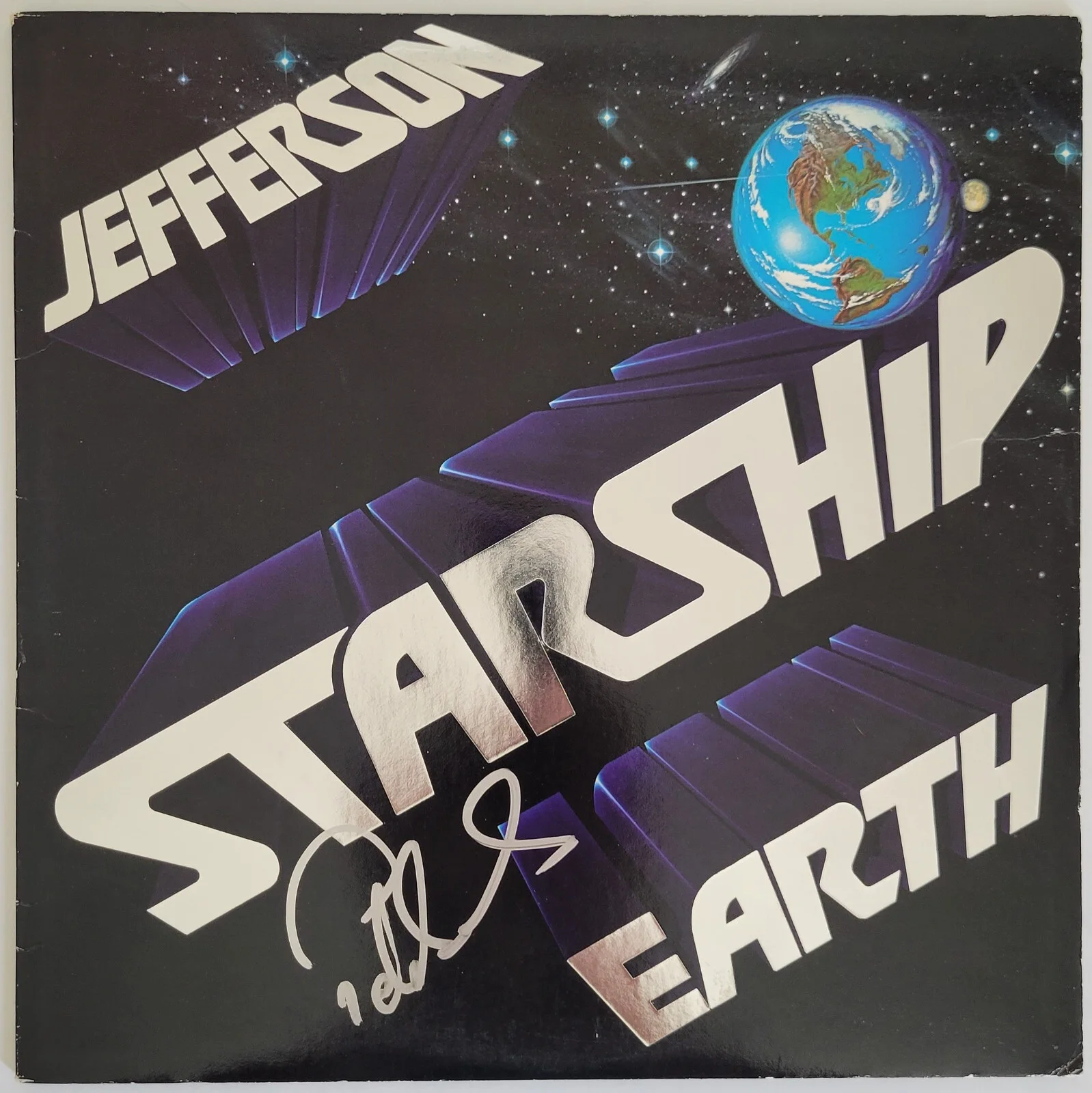 Pete Sears Signed Jefferson Starship Earth Album Vinyl Record COA Proof auto, image 3