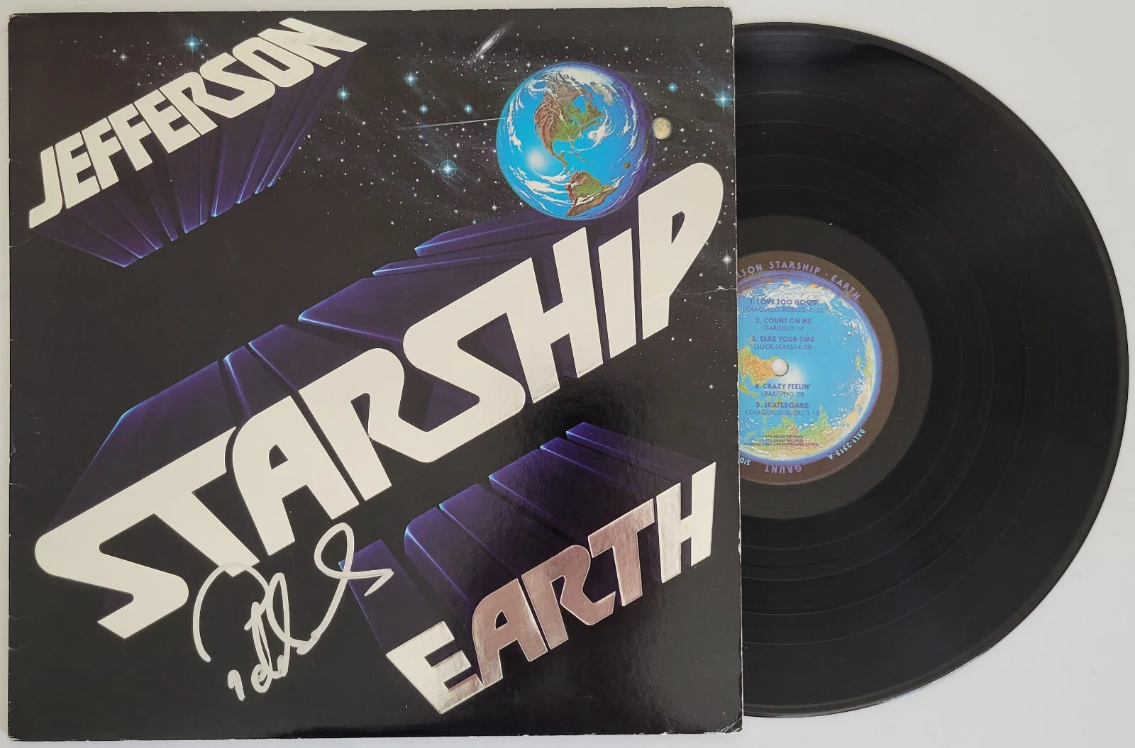 Pete Sears Signed Jefferson Starship Earth Album Vinyl Record COA Proof auto, image 5