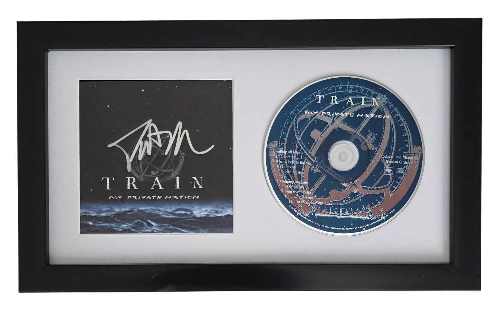 Patrick Monahan Signed Train My Private Nation CD COA Proof Autographed Framed, image 2