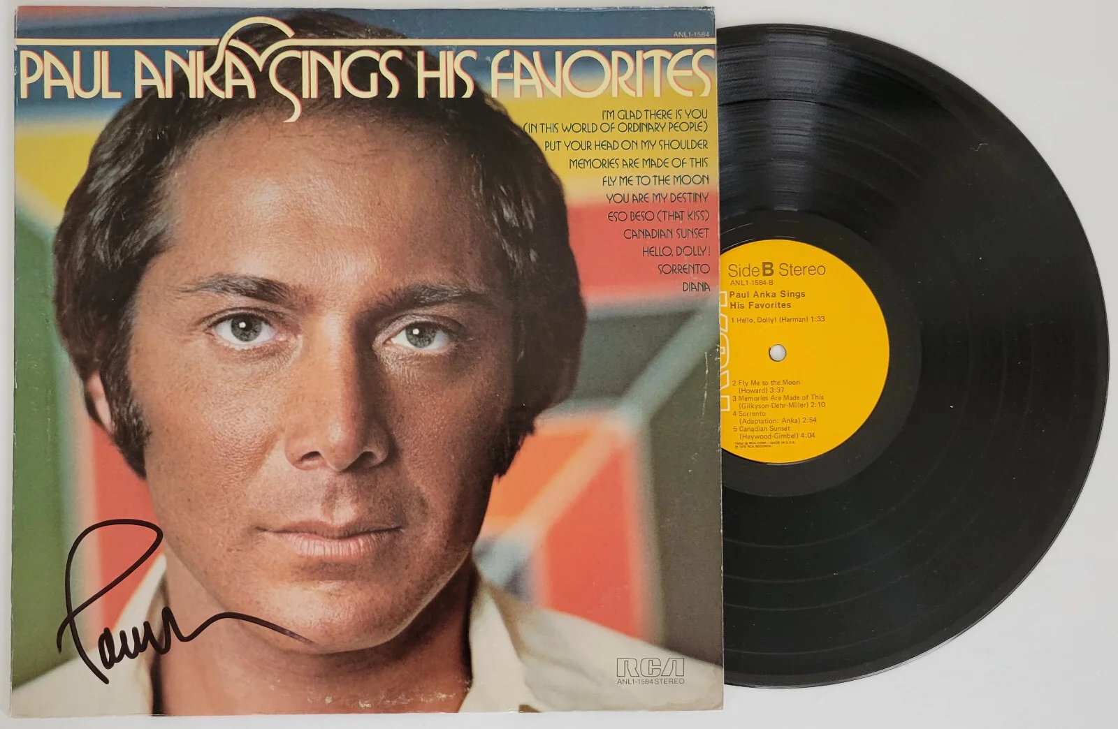 Paul Anka signed Sings his Favorites album vinyl record COA proof autographed, изображение 2