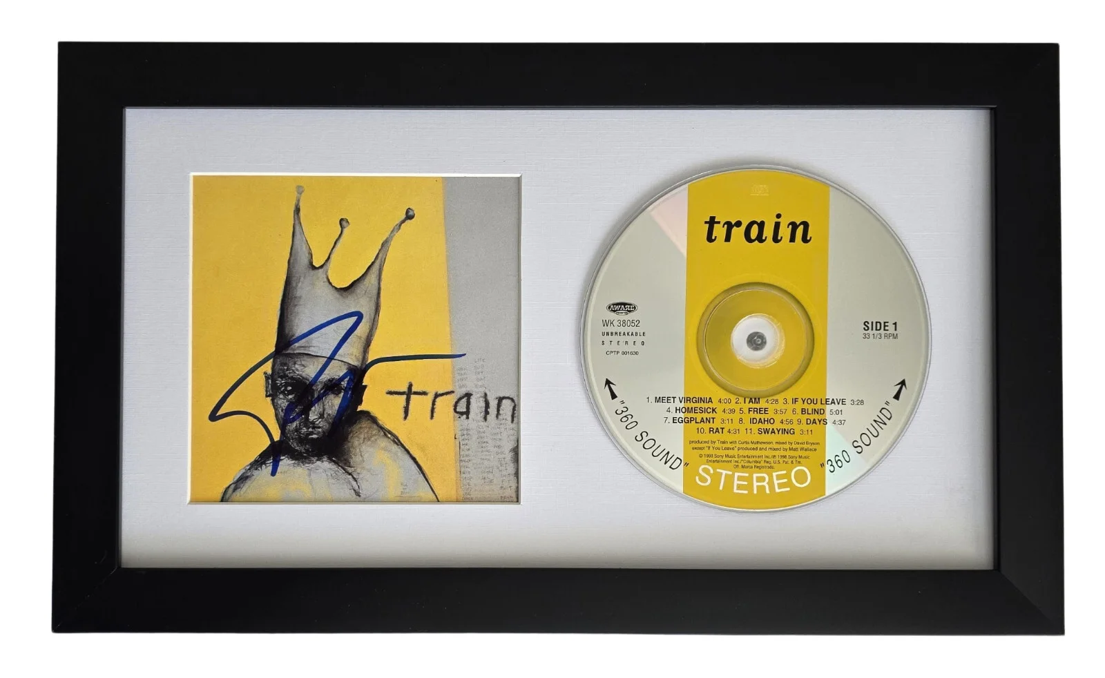 Patrick Monahan Signed Train CD COA Proof Autographed Framed CD, изображение 2