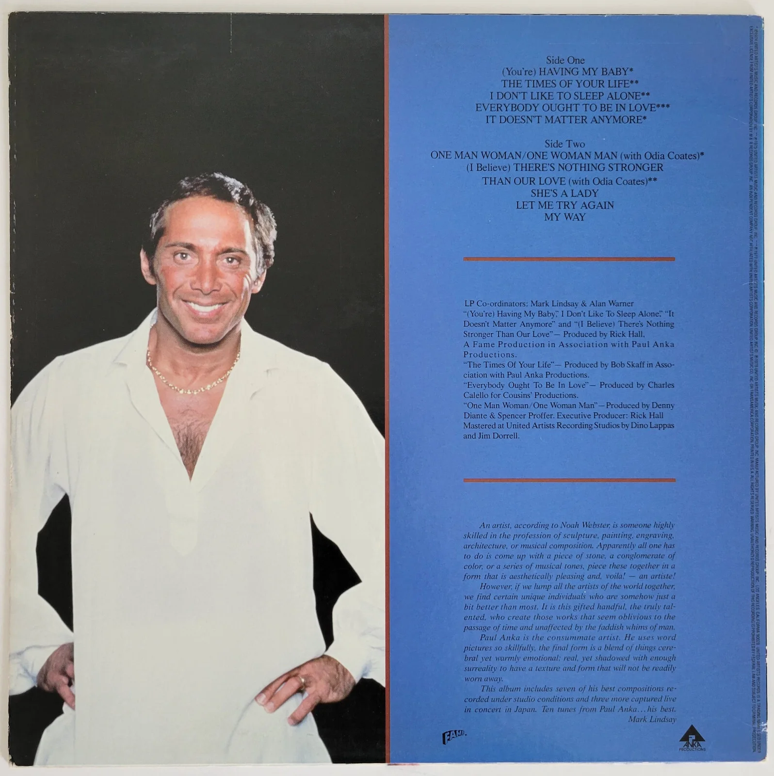Paul Anka signed His Best album vinyl record COA exact proof autographed, изображение 4