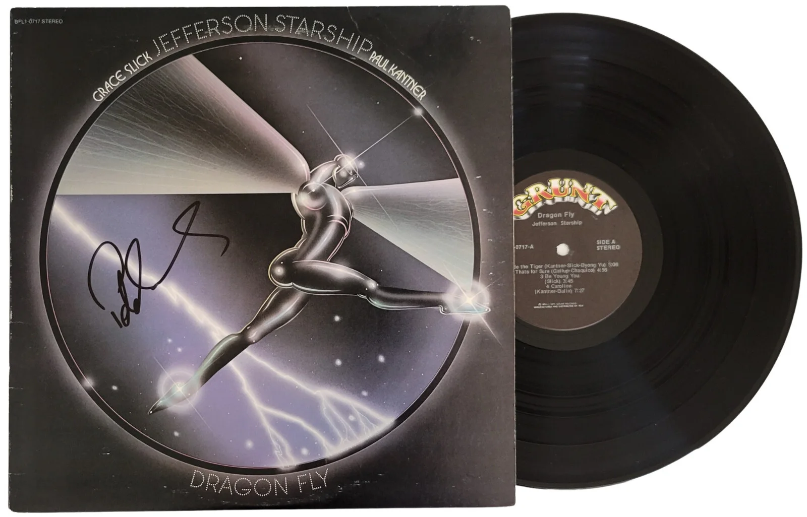 Pete Sears Signed Jefferson Starship Dragon Fly Album Vinyl Record COA Proof, изображение 2