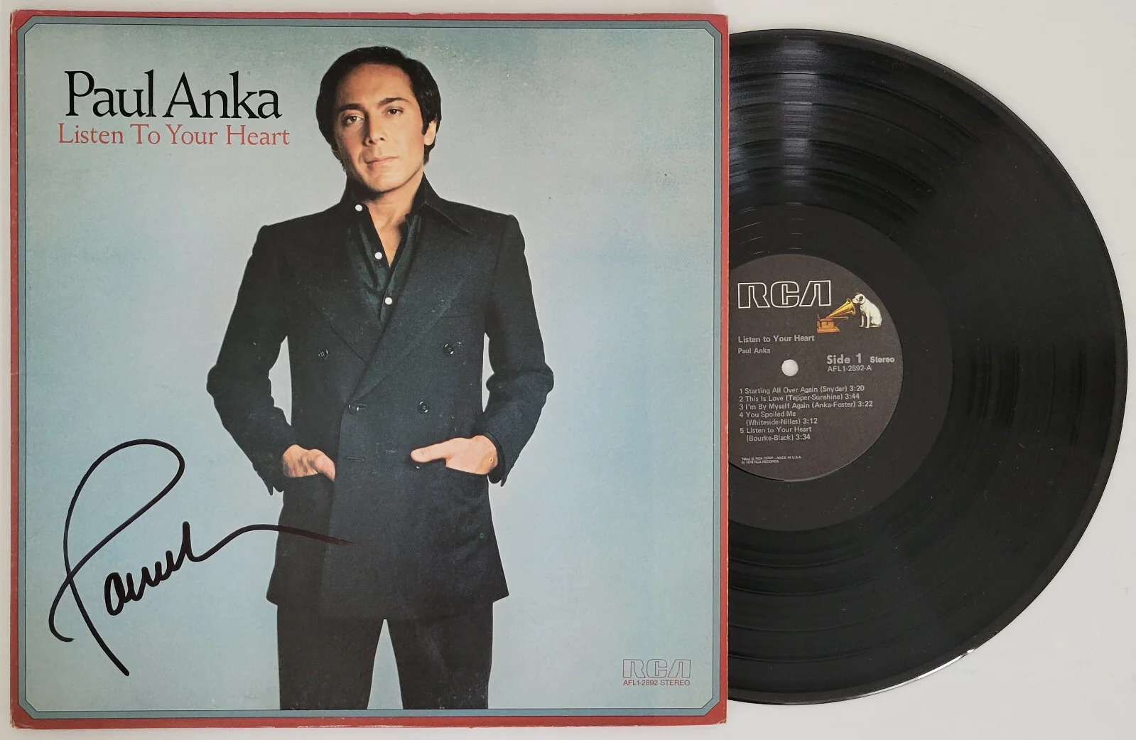 Paul Anka signed Listen To Your Heart album vinyl record COA proof autographed, изображение 2