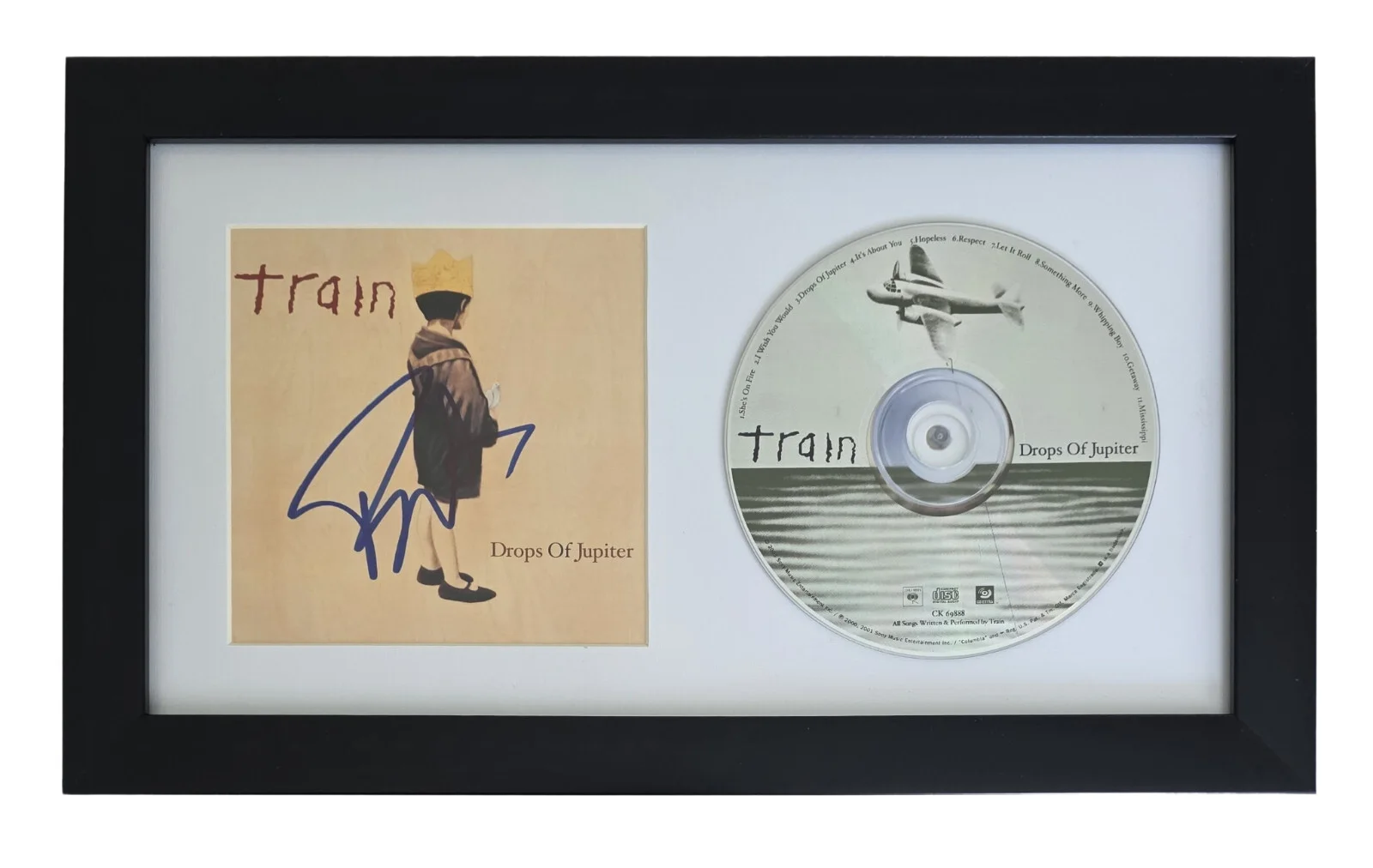 Patrick Monahan Signed Train Drops of Jupiter CD COA Proof Autographed Framed CD, image 2