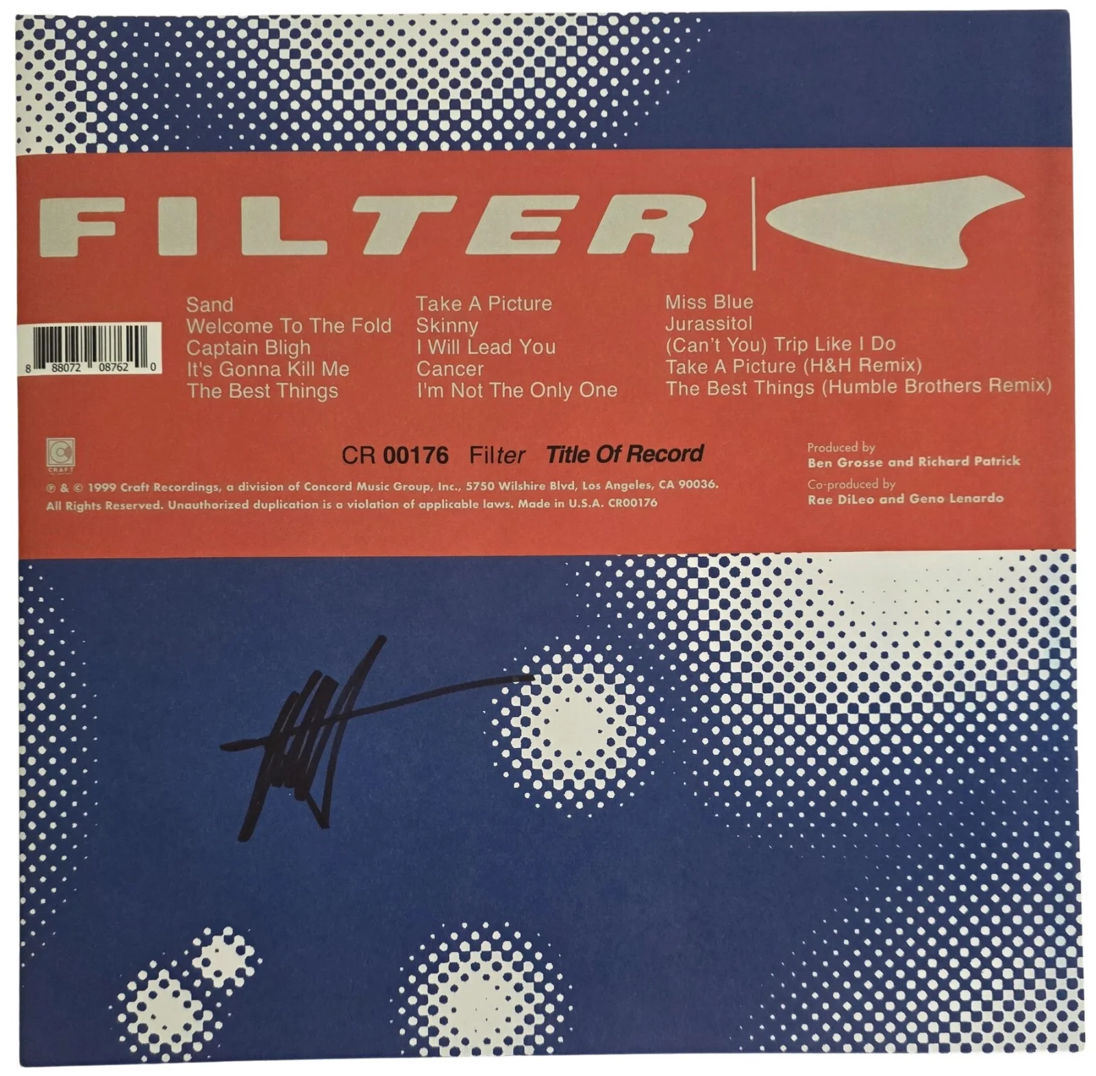 Richard Patrick Signed Filter Title of Record Album COA Proof Autographed Vinyl, изображение 3