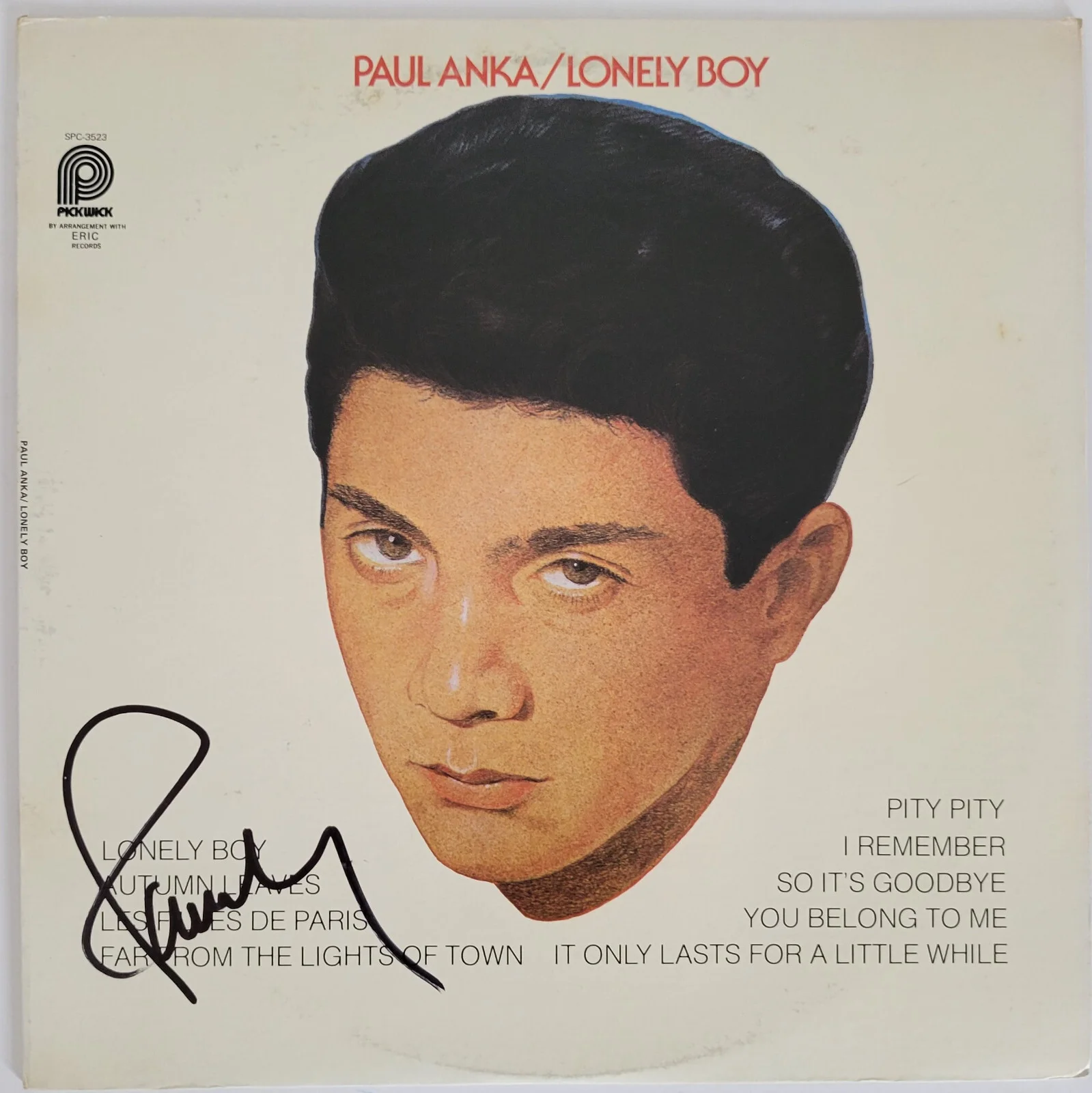 Paul Anka signed Lonely Boy album vinyl record COA exact proof autographed, изображение 3