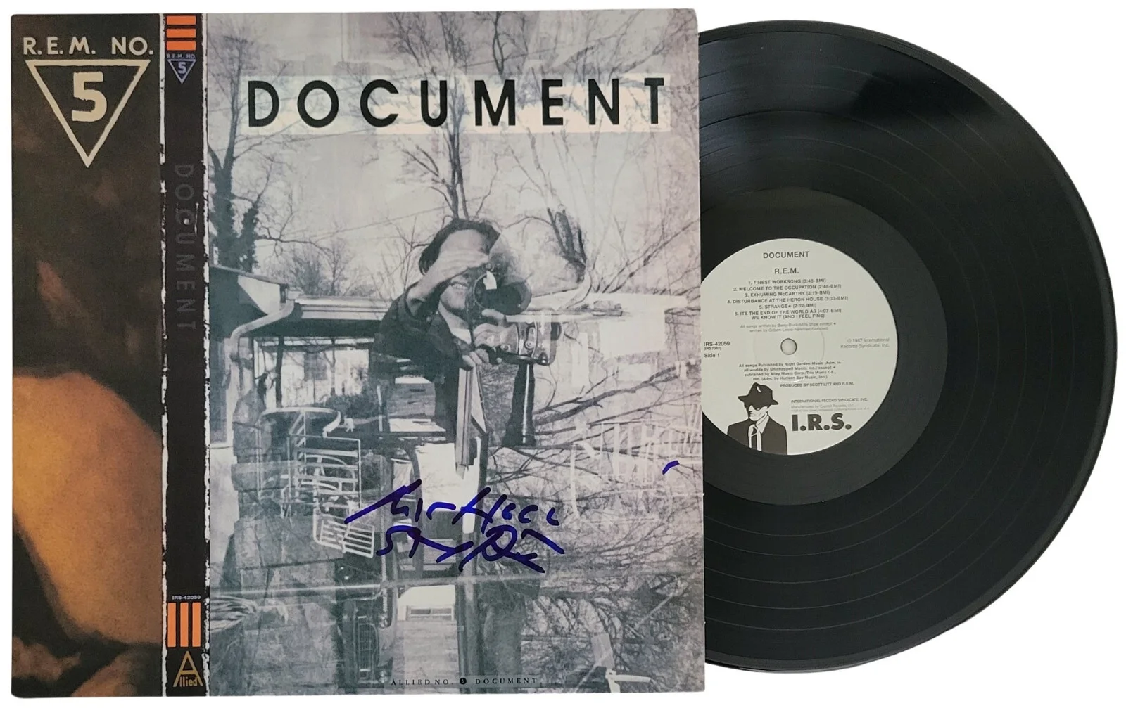 Michael Stipe Signed R.E.M. Document Album COA Proof Autographed Vinyl Record, image 2