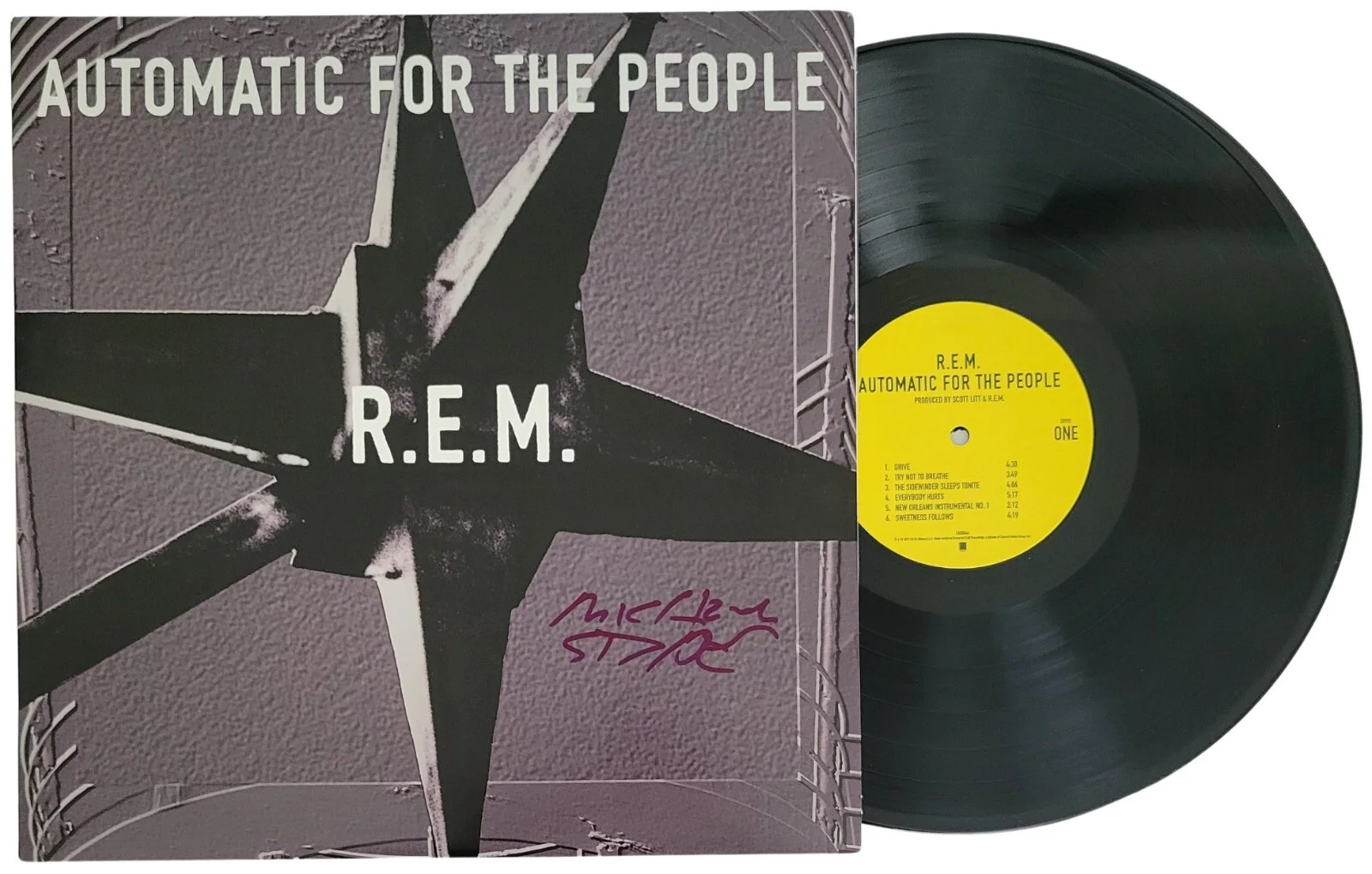 Michael Stipe Signed R.E.M. Automatic For the People Album Proof Autograph Vinyl, image 2