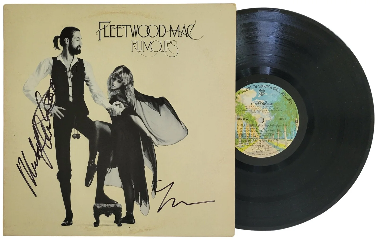 Mick Fleetwood Lindsey Buckingham Signed Fleetwood Mac Rumours Album Vinyl Proof, изображение 2