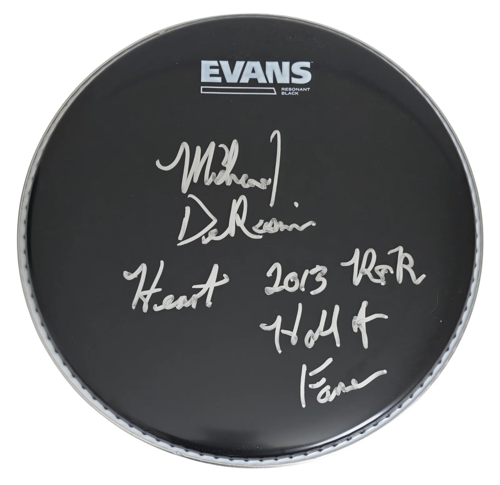 Michael Derosier Heart HOF Drummer Signed Drumhead COA Exact Proof Autographed, image 2