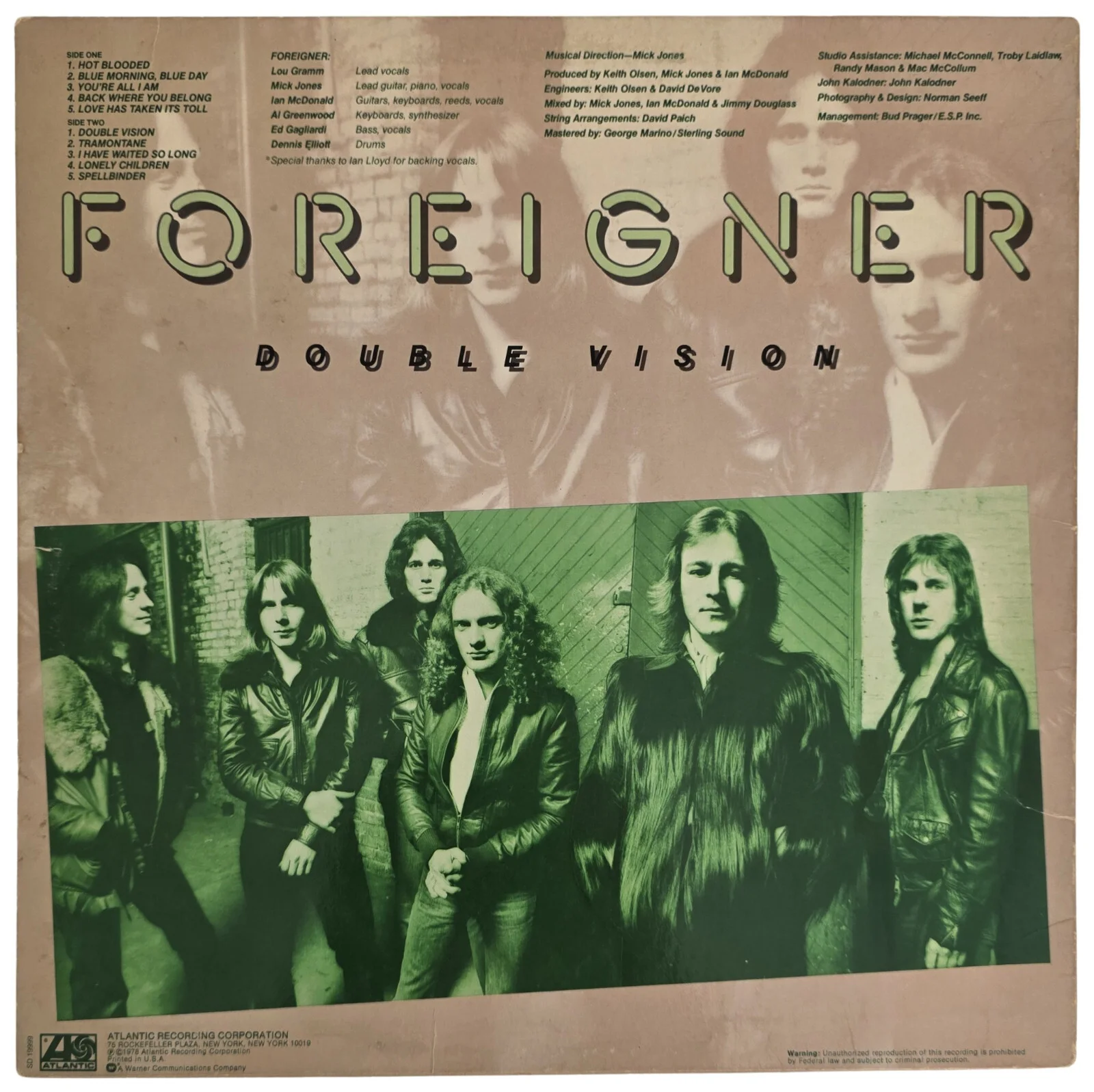 Lou Gramm Signed Foreigner Double Vision Album Proof Autographed Vinyl Record, изображение 4