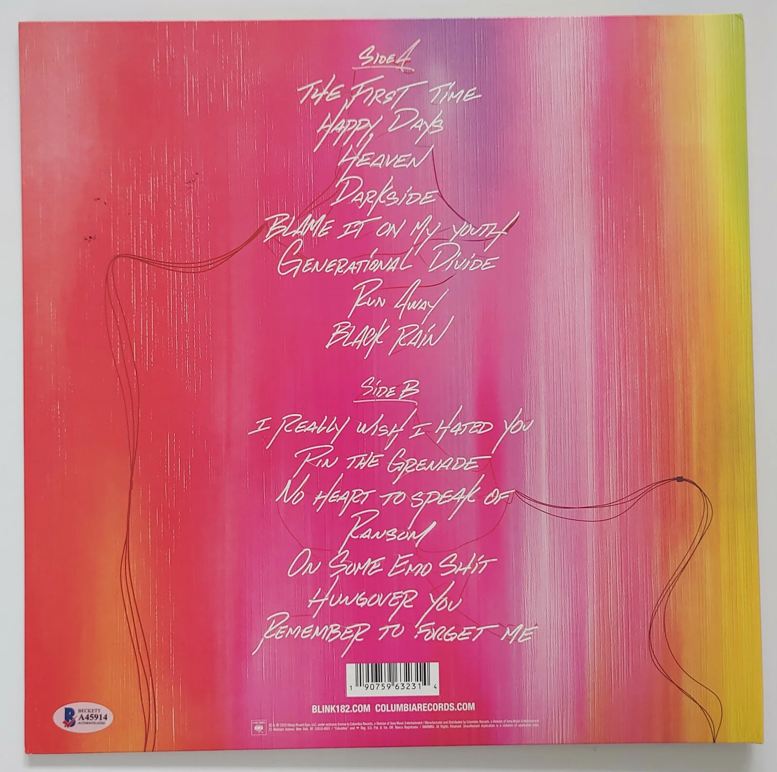 Mark Hoppus Travis Barker Matt Skiba signed Blink 182 Nine album proof Beckett, изображение 4