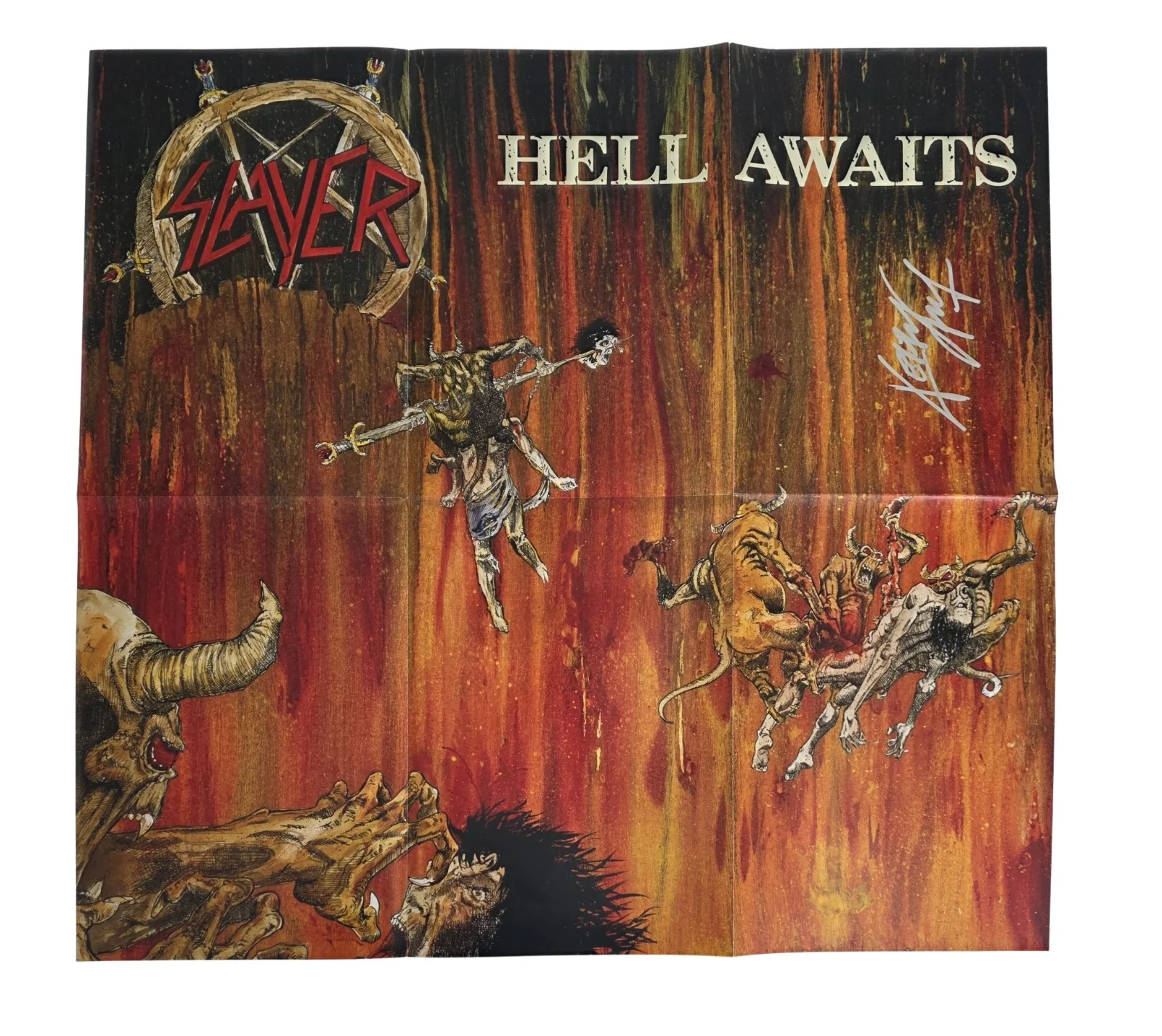 Kerry King Signed Slayer Hell Awaits 23x24.5 Poster COA Exact Proof Autographed, изображение 4