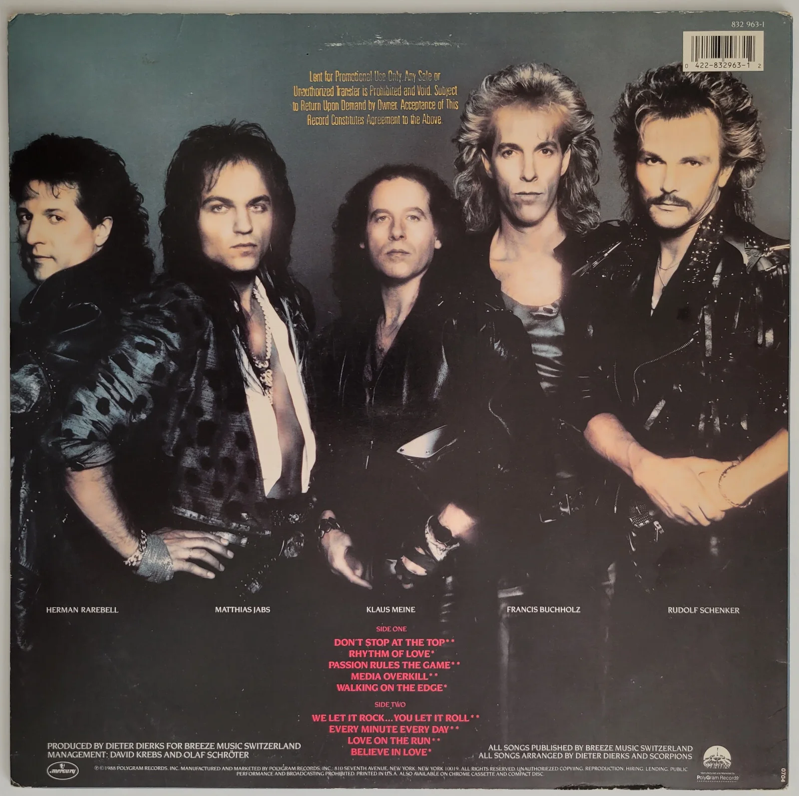 Klaus Meine Rudolf Schenker signed Scorpions Savage Amusement album COA proof, image 4