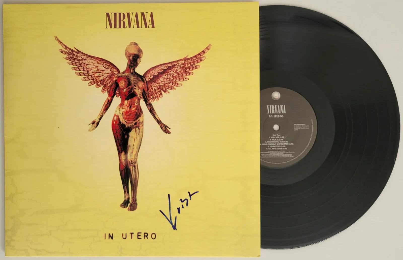 Krist Novoselic signed Nirvana In Utero album, vinyl COA exact proof autographed, image 2
