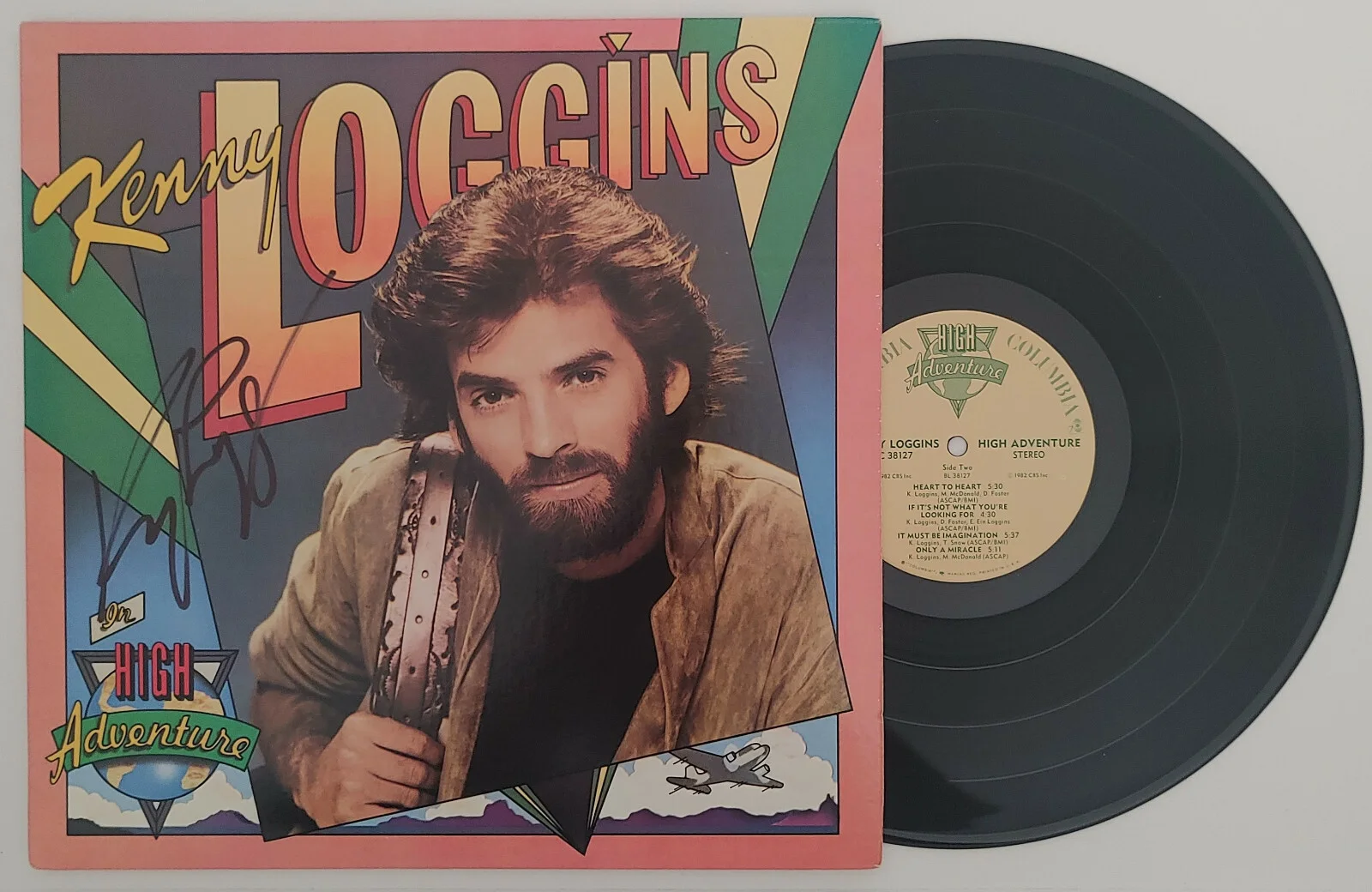 Kenny Loggins signed autographed High Adventure album vinyl proof Beckett COA, image 2