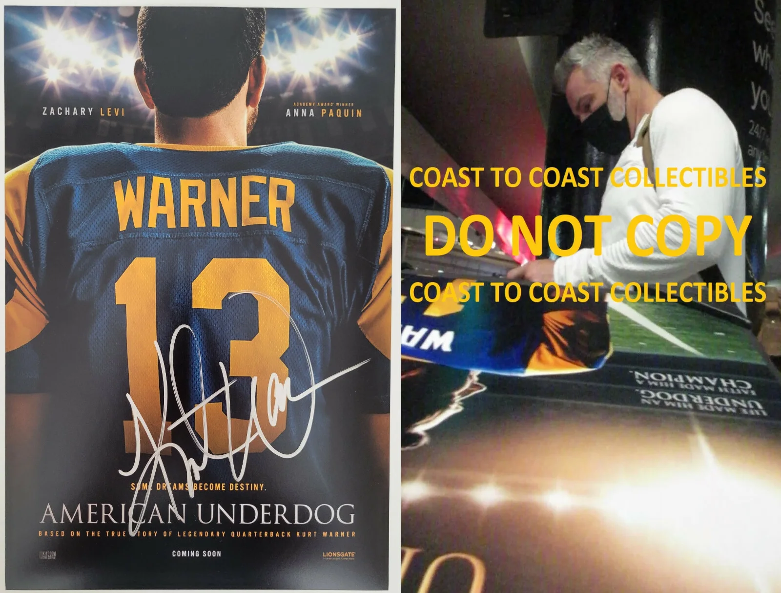 Kurt Warner — Kurt Warner signed American Underdog 12x18 poster photo COA proof autographed.