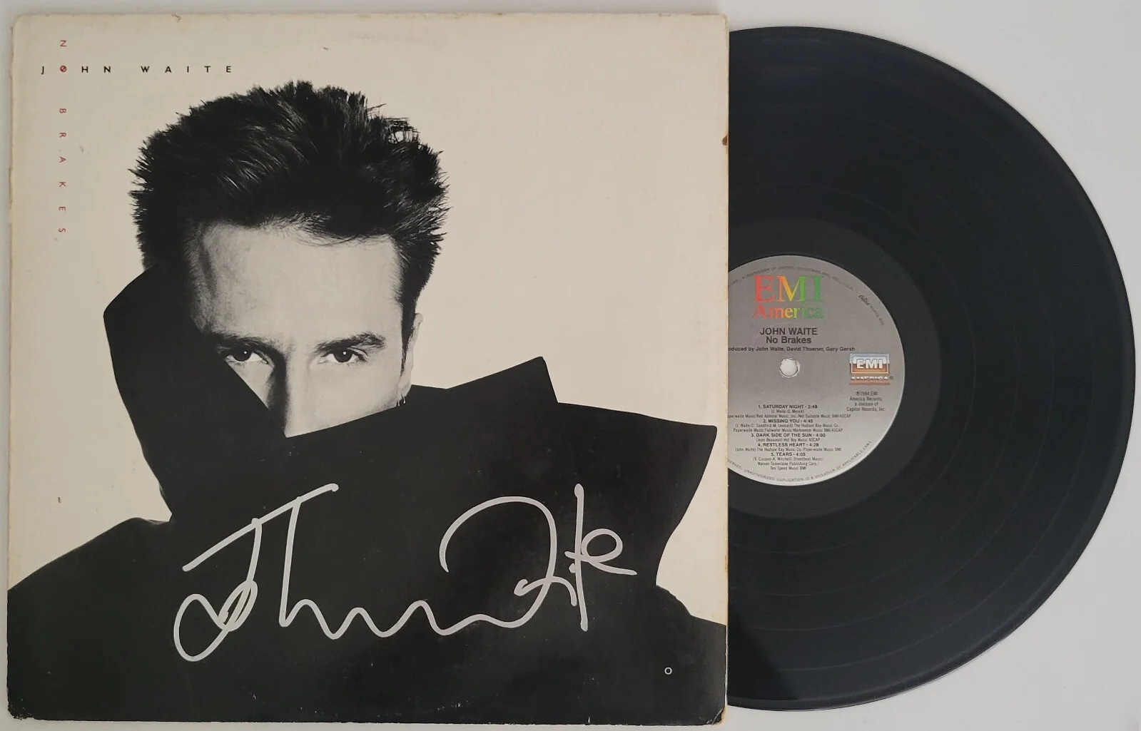 John Waite Signed No Brakes Album Missing you Proof Beckett Autographed Vinyl, image 2