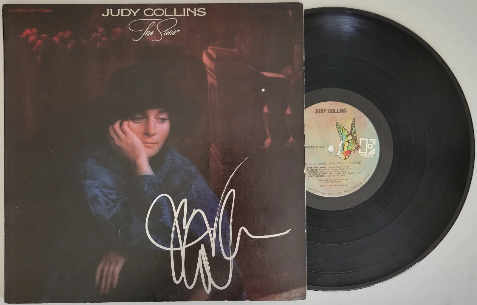 Judy Collins signed True Stories and other Dreams album vinyl record COA proof, image 2