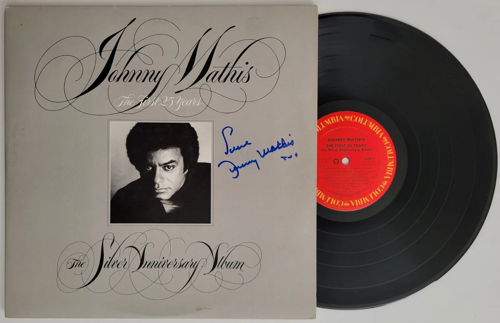 Johnny Mathis signed The First 25 years album vinyl COA exact proof autographed, image 2