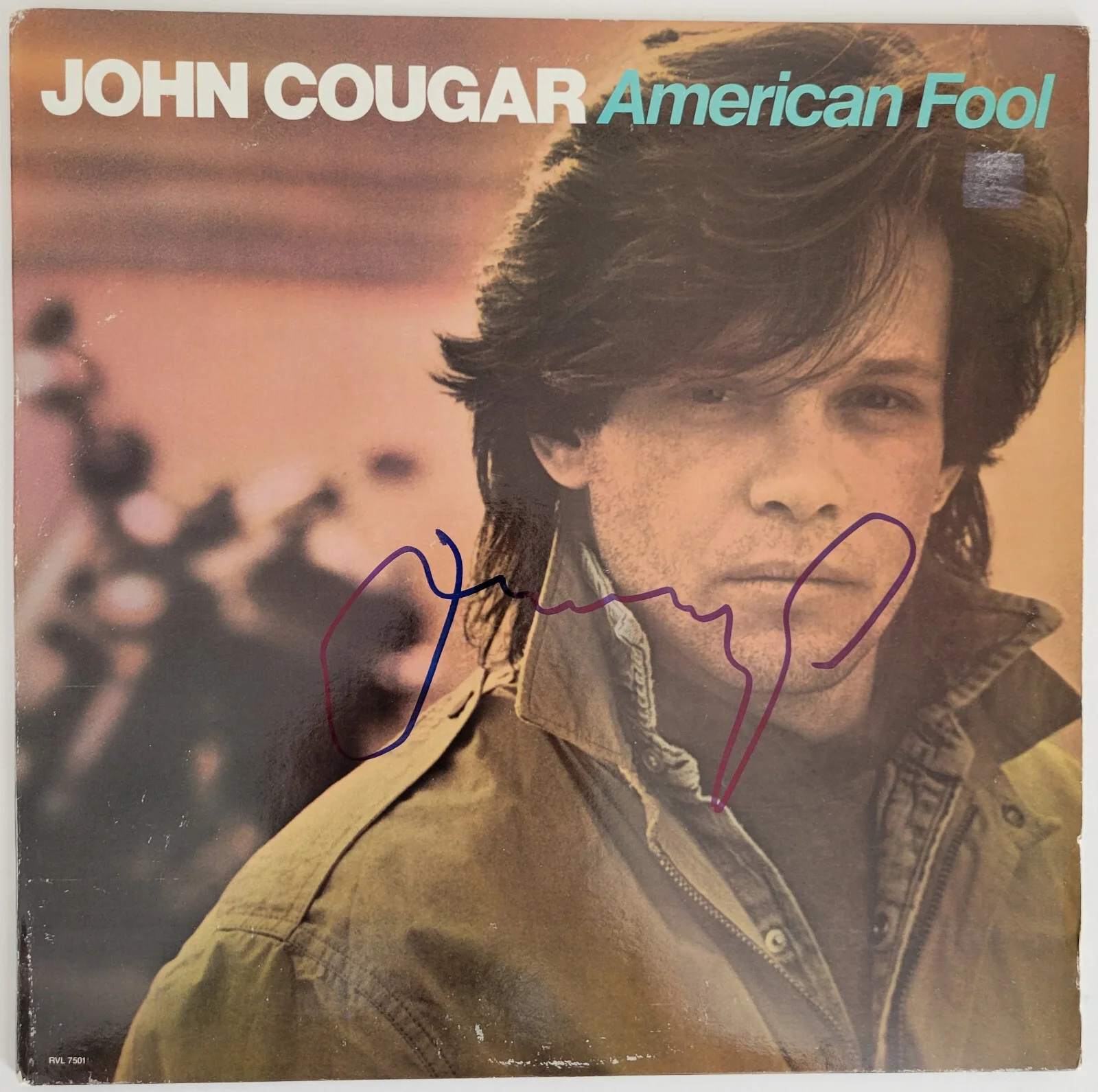 John Cougar Mellencamp signed American Fool album vinyl record proof Beckett COA, изображение 3