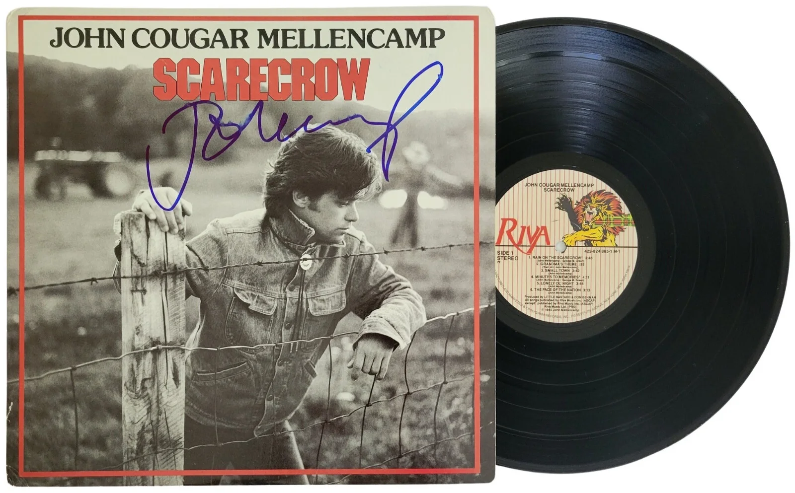 John Cougar Mellencamp Signed Scarecrow Album Vinyl Record Beckett COA Proof, изображение 2