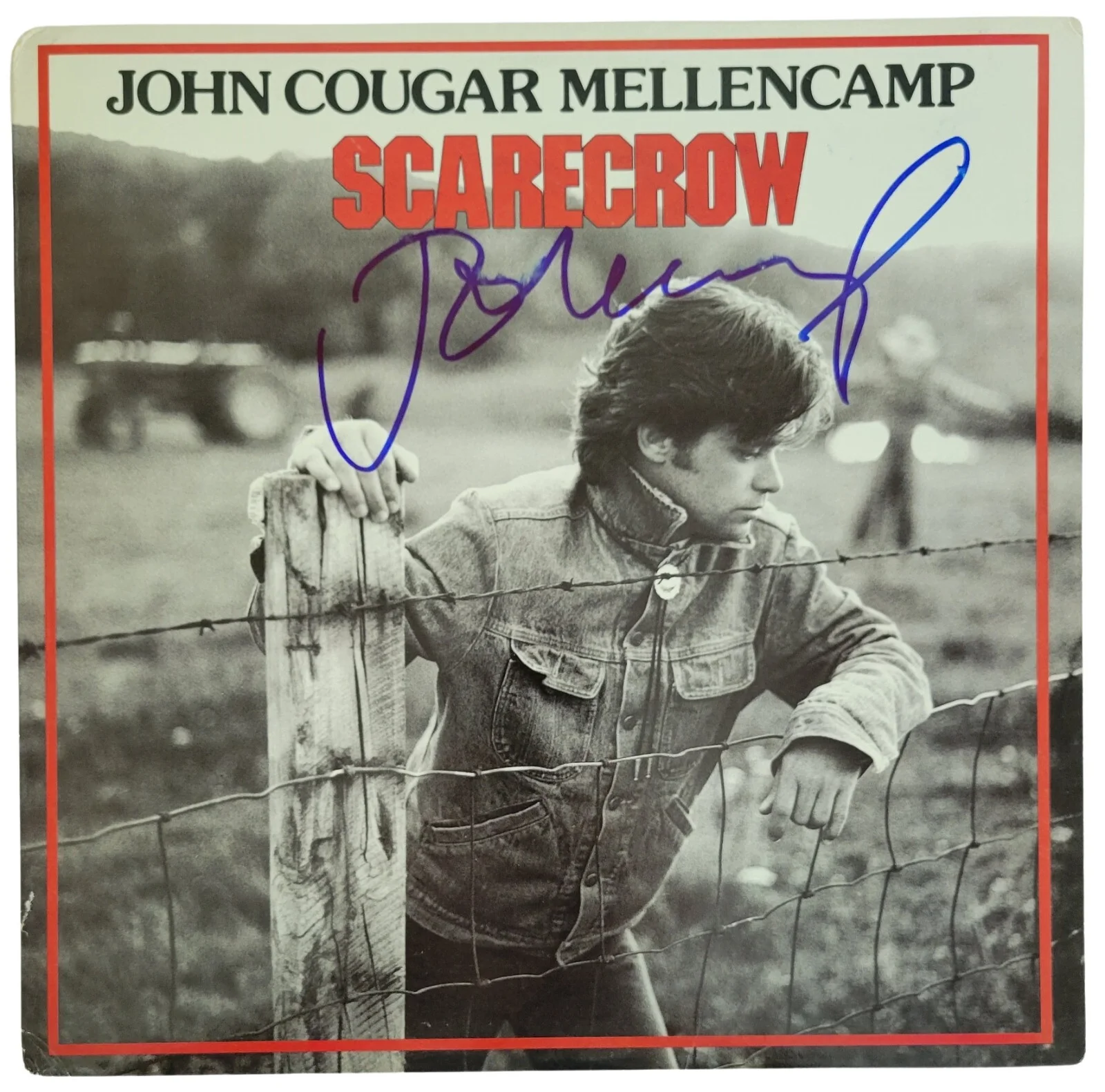 John Cougar Mellencamp Signed Scarecrow Album Vinyl Record Beckett COA Proof, изображение 3