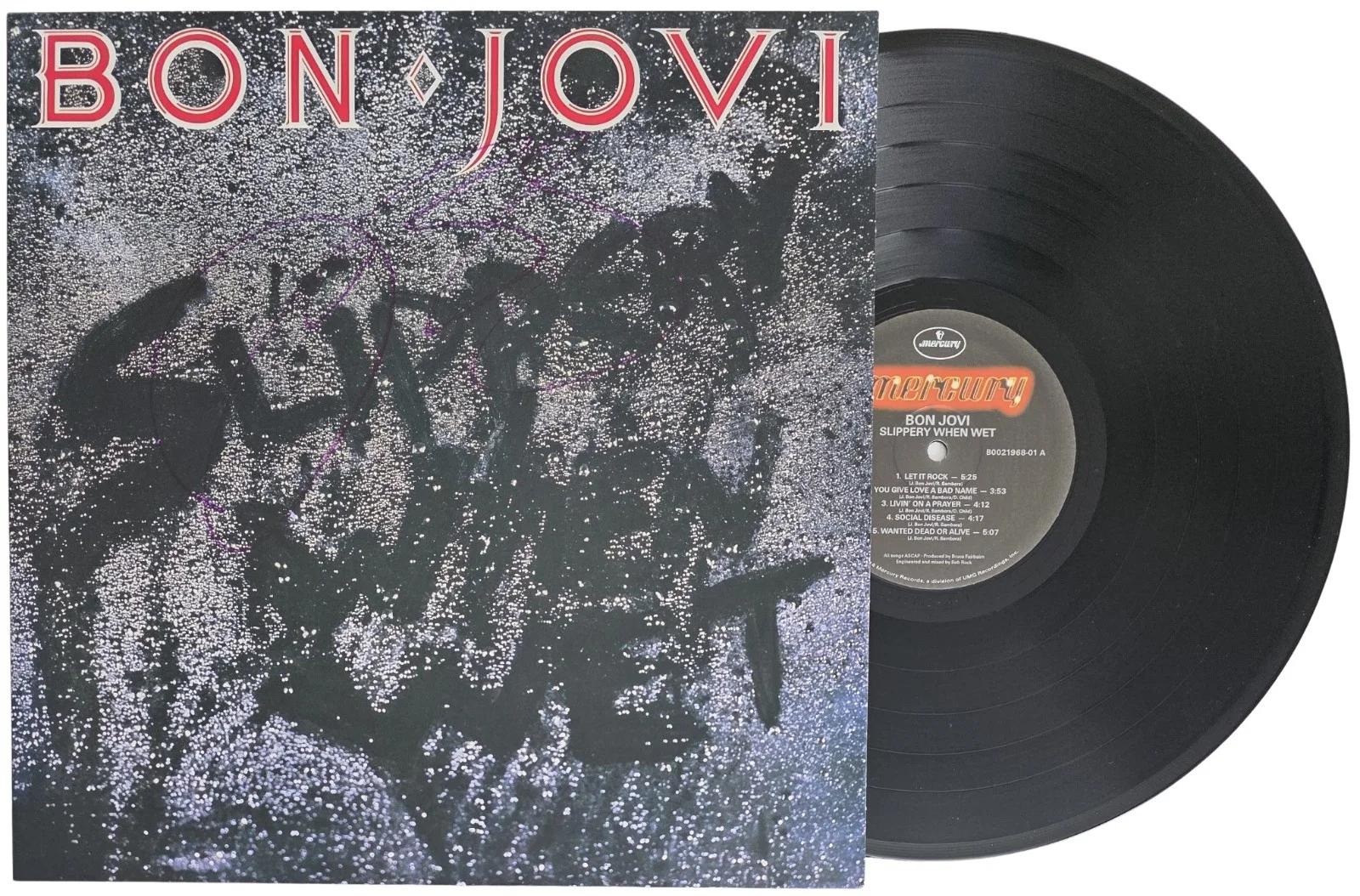 Jon Bon Jovi Signed Slippery When Wet Album COA Proof Autographed Vinyl Record, изображение 2